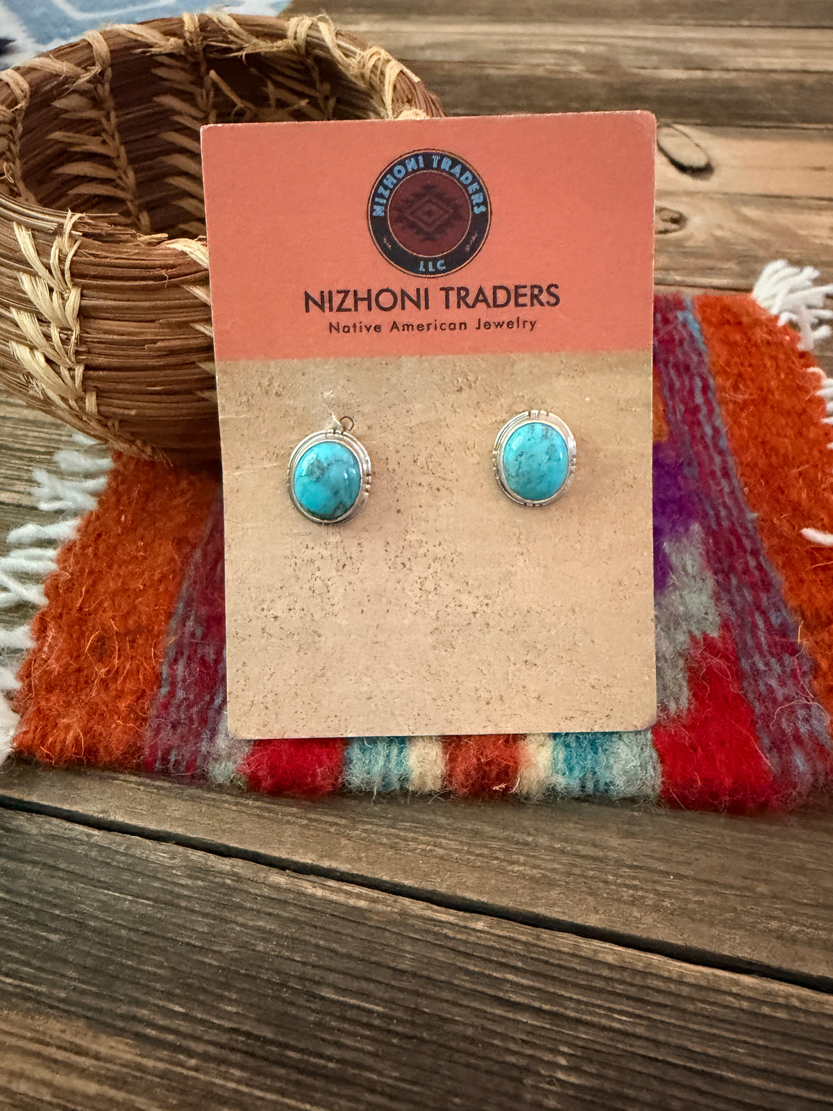 Handcrafted Turquoise & Sterling Silver Stud Earrings