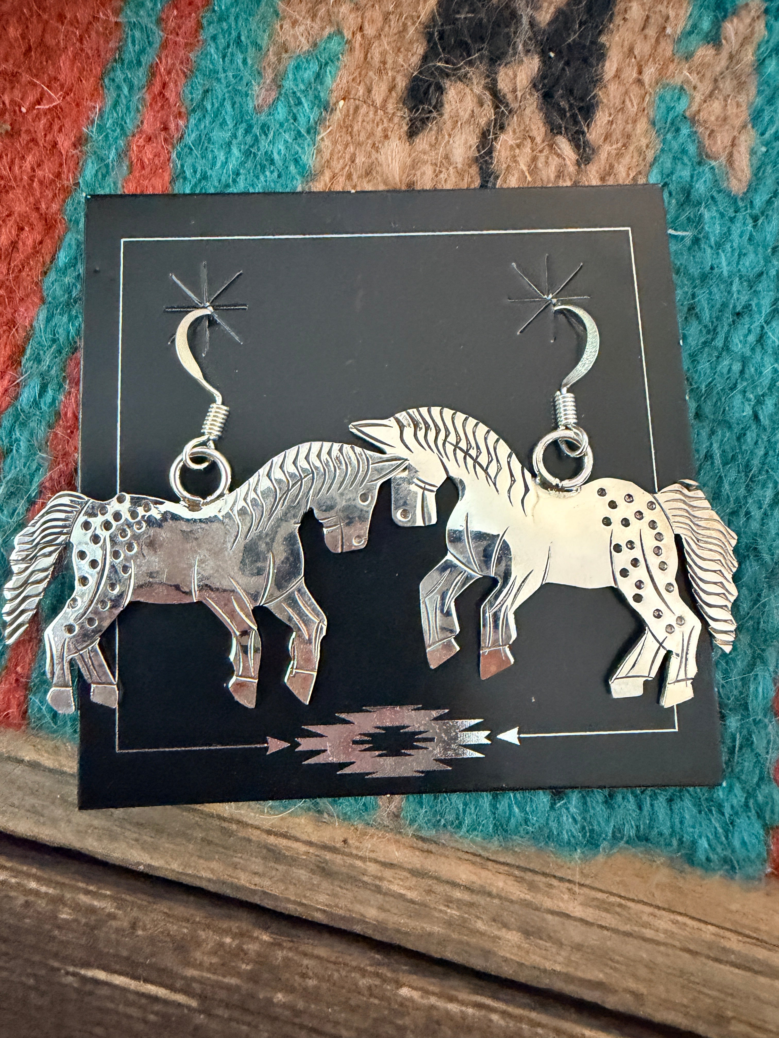 Handcrafted Sterling Silver Horse Dangle Earrings
