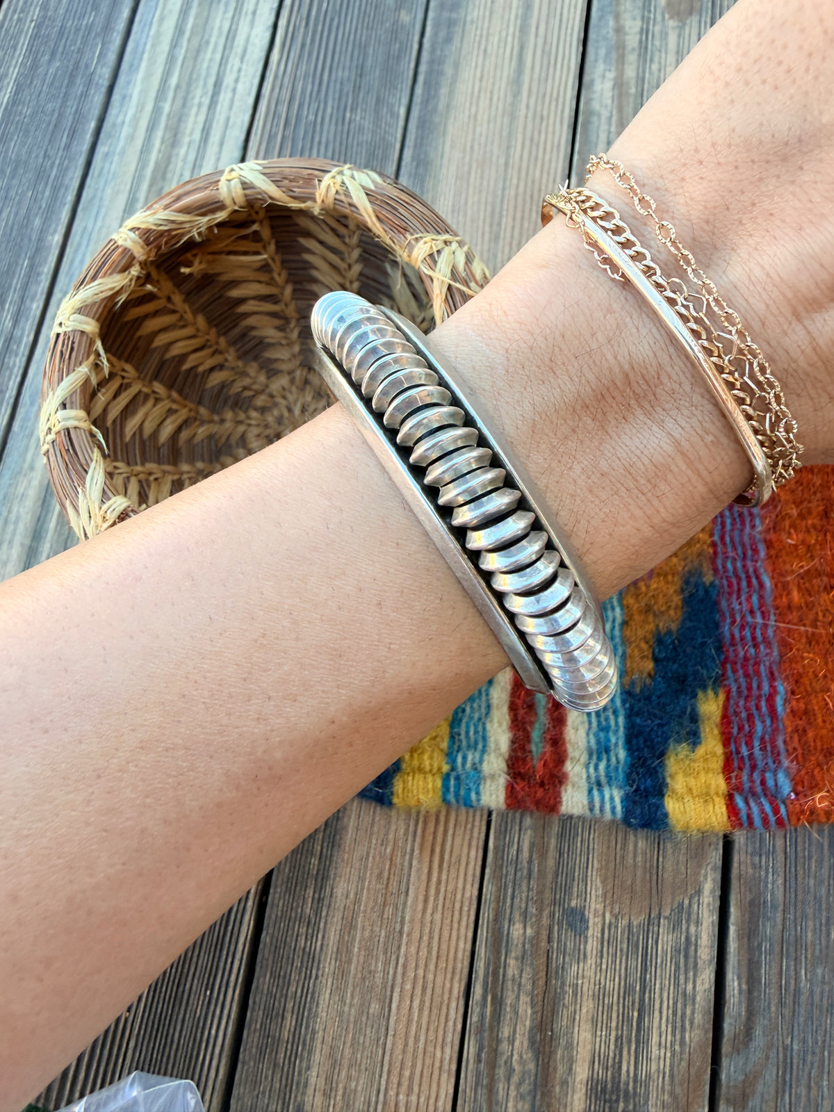 Handcrafted Old Pawn Rolled Sterling Silver Cuff Bracelet
