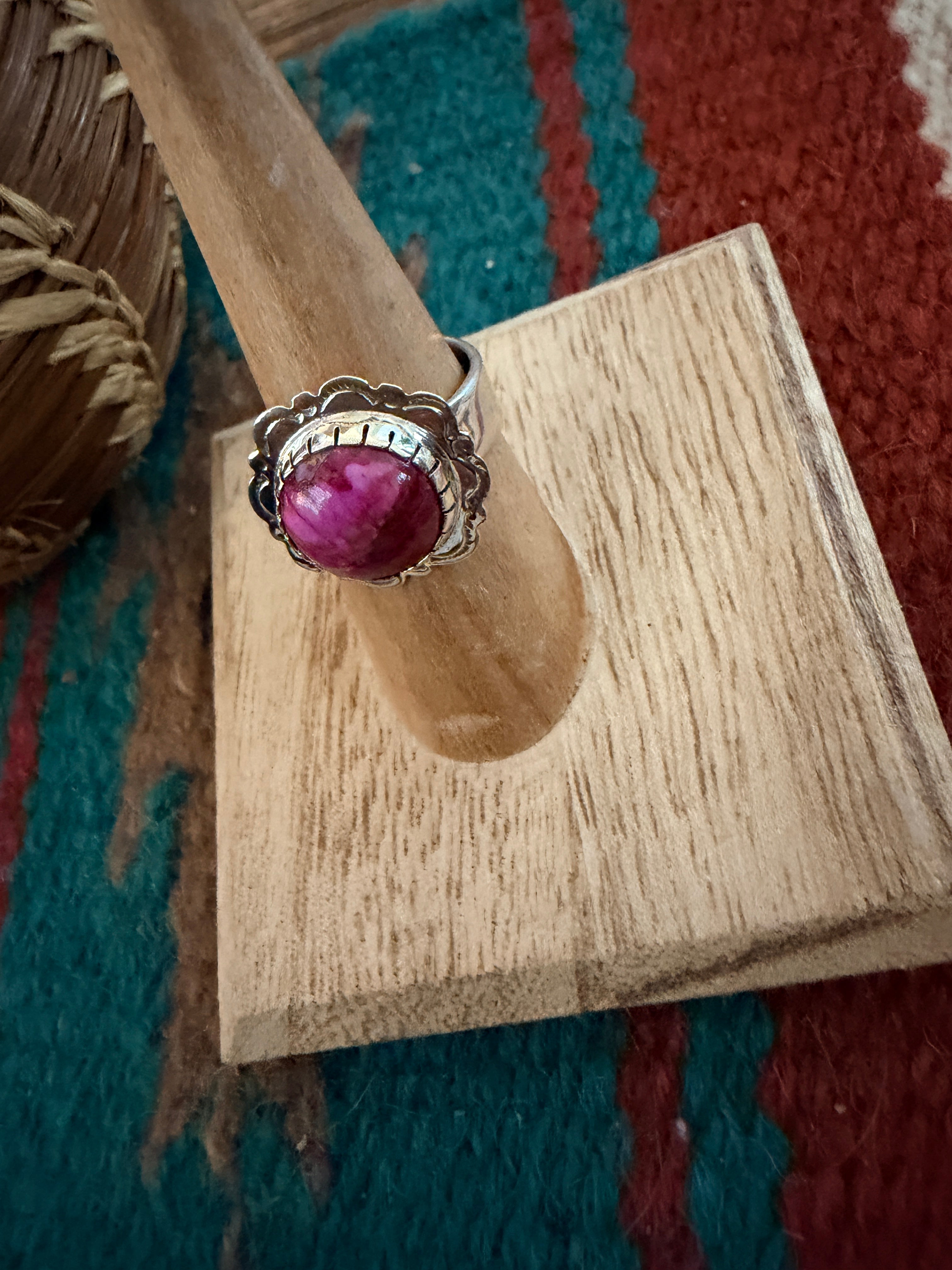 Handcrafted Pink Mojave & Sterling Silver Ring Size 6