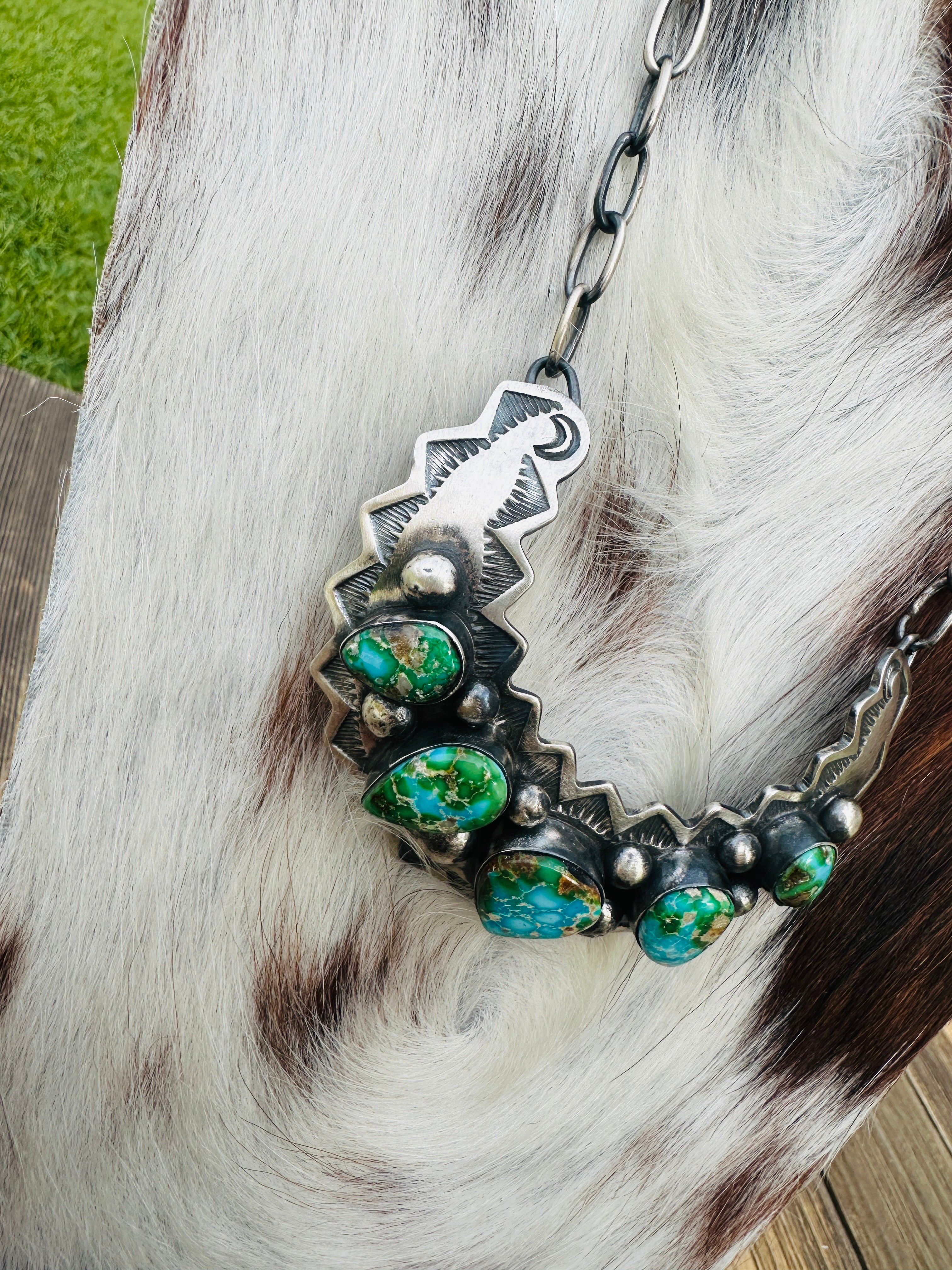 Handcrafted Sonoran Mountain Turquoise & Sterling Silver Necklace by Chimney Butte