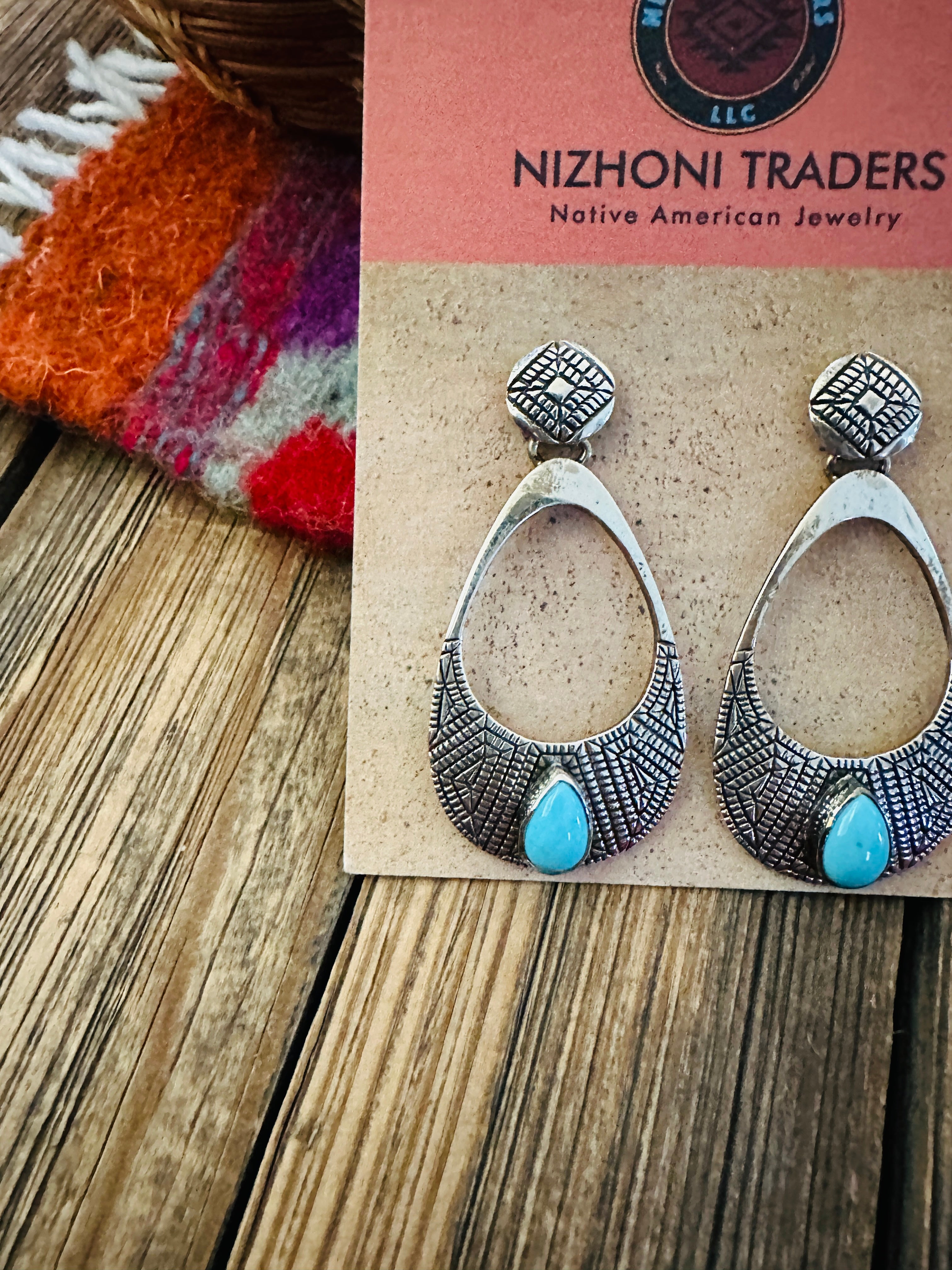 Handcrafted Turquoise & Sterling Silver Dangle Earrings