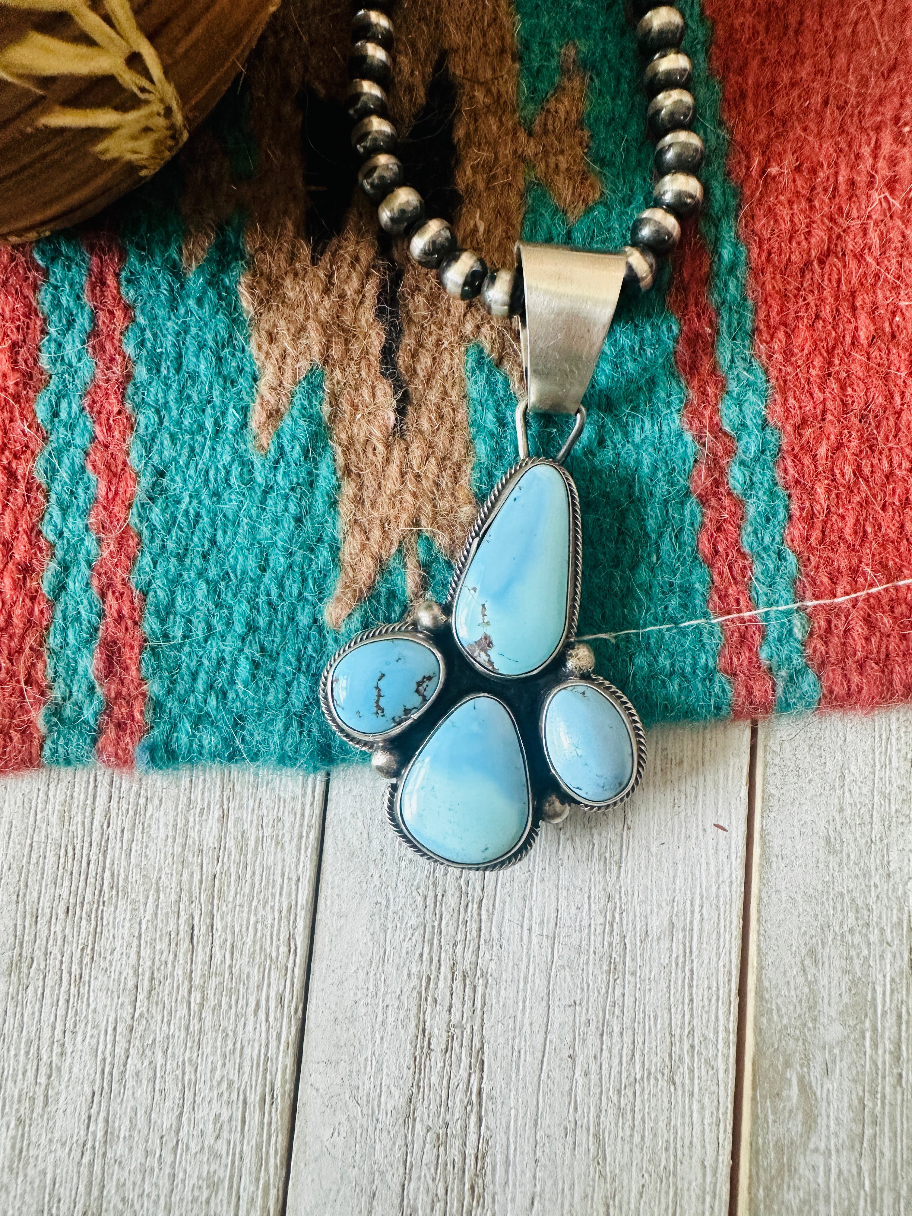 Navajo Sterling Silver & Golden Hills Turquoise Pendant