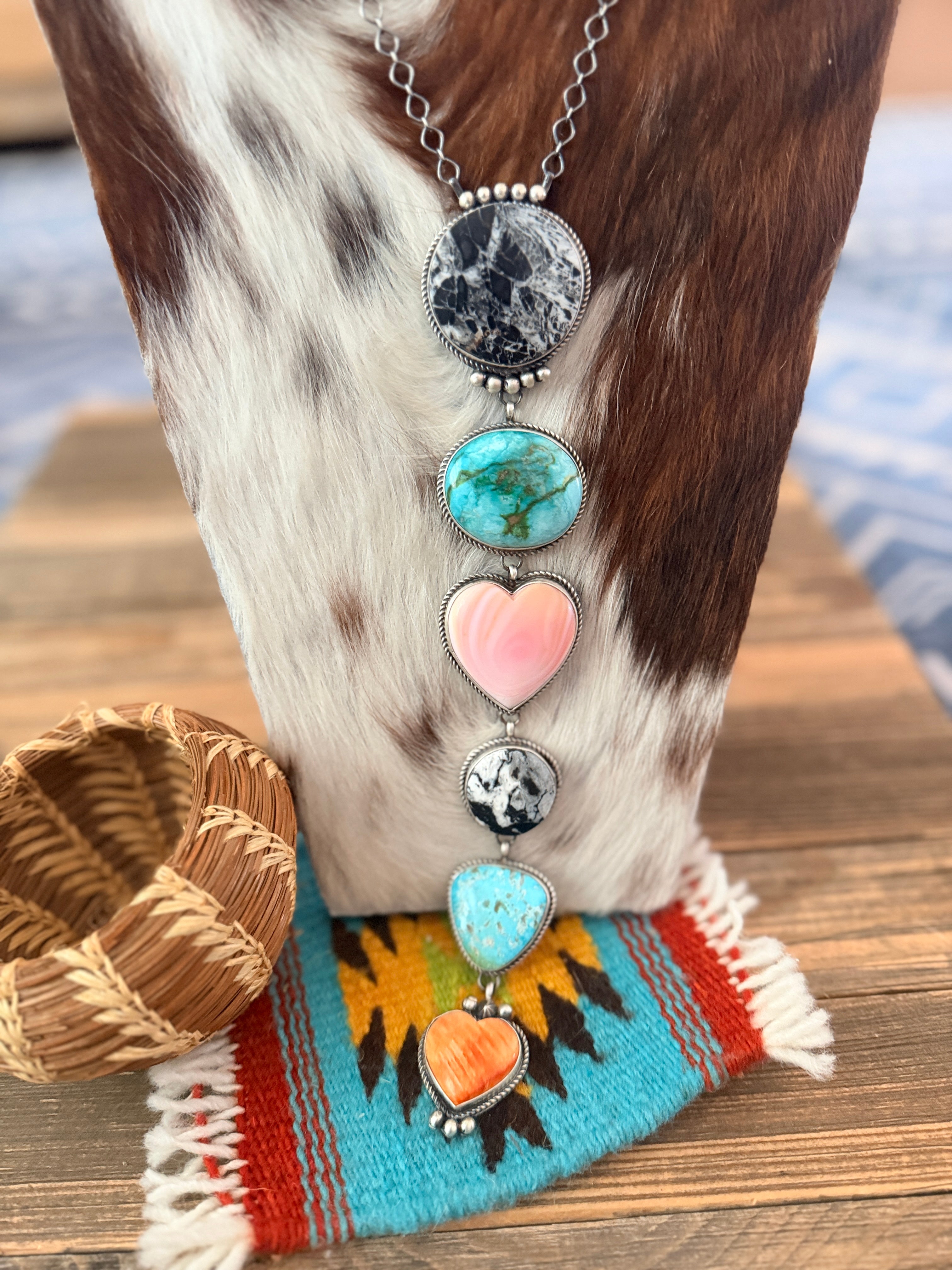 Handcrafted Multi Stone & Sterling Silver Lariat Necklace by Vicky Hicks