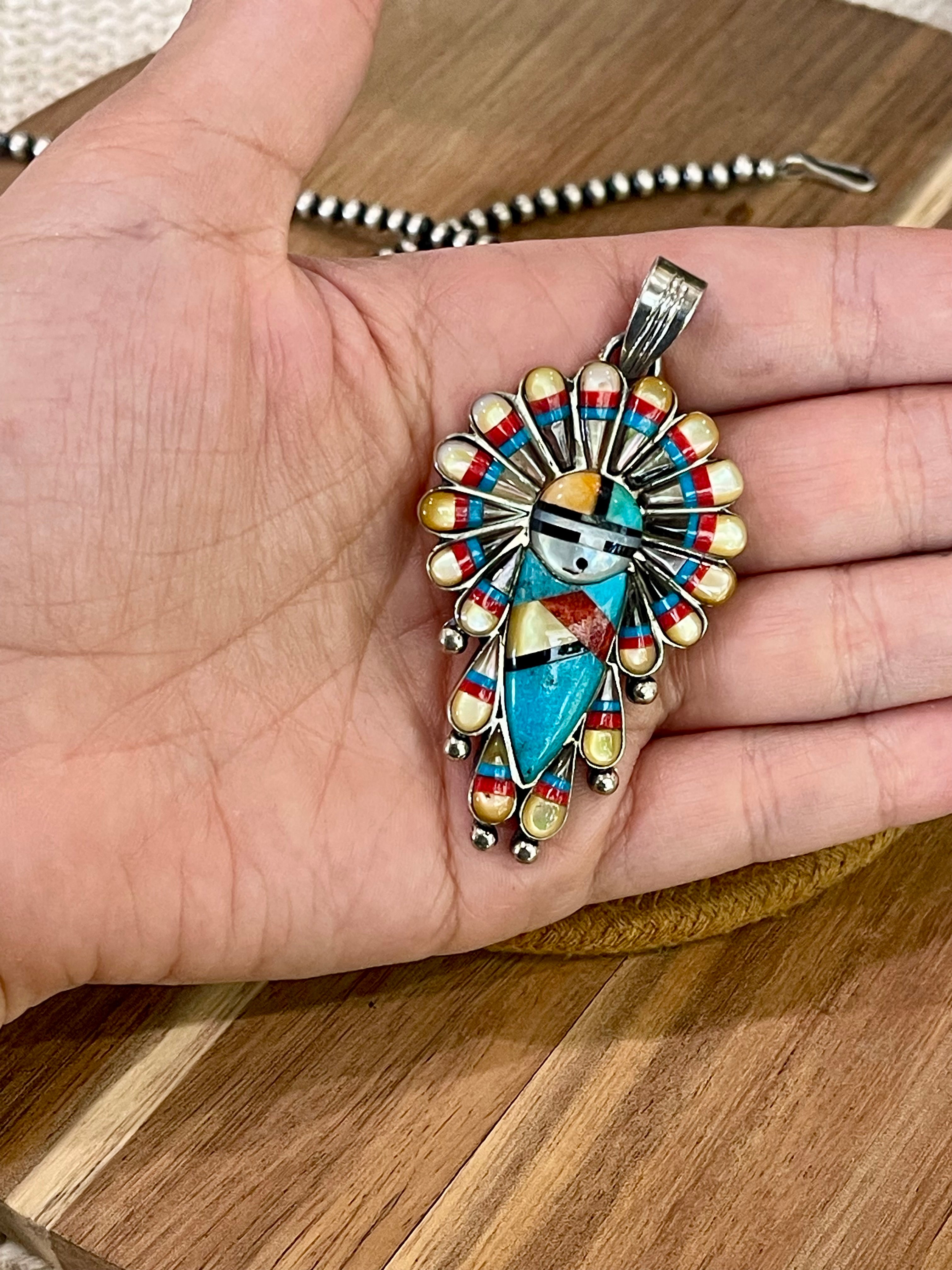 Handmade Sterling Silver & Multi Stone Sunface Pendant