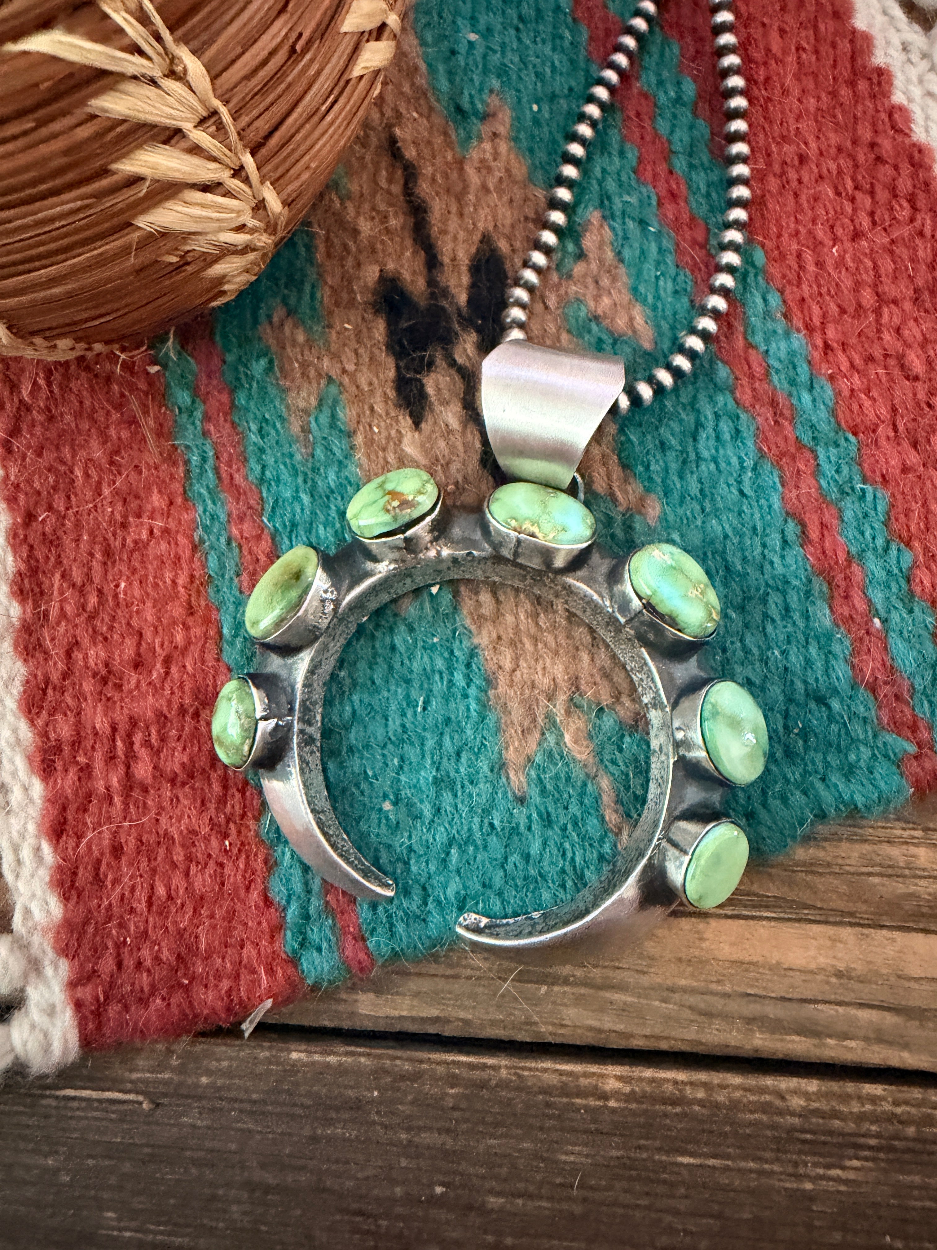 Handcrafted Sterling Silver & Sonoran Mountain Turquoise Naja Pendant by Chimney Butte