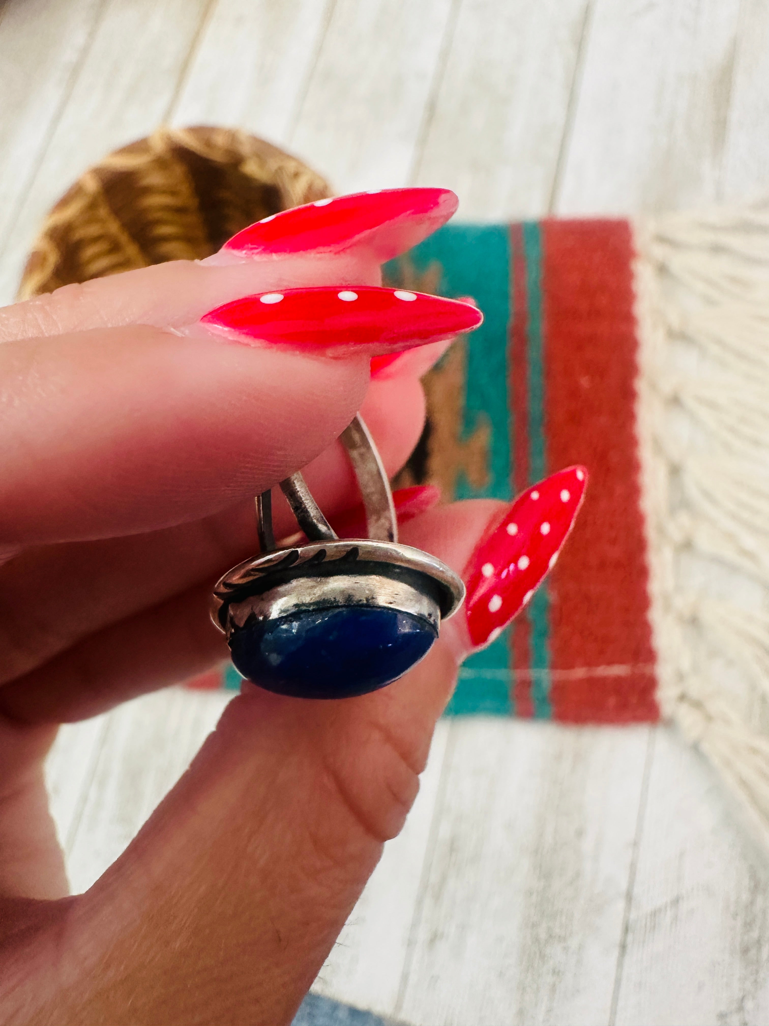 Handcrafted Old Pawn Sterling Silver & Lapis Ring