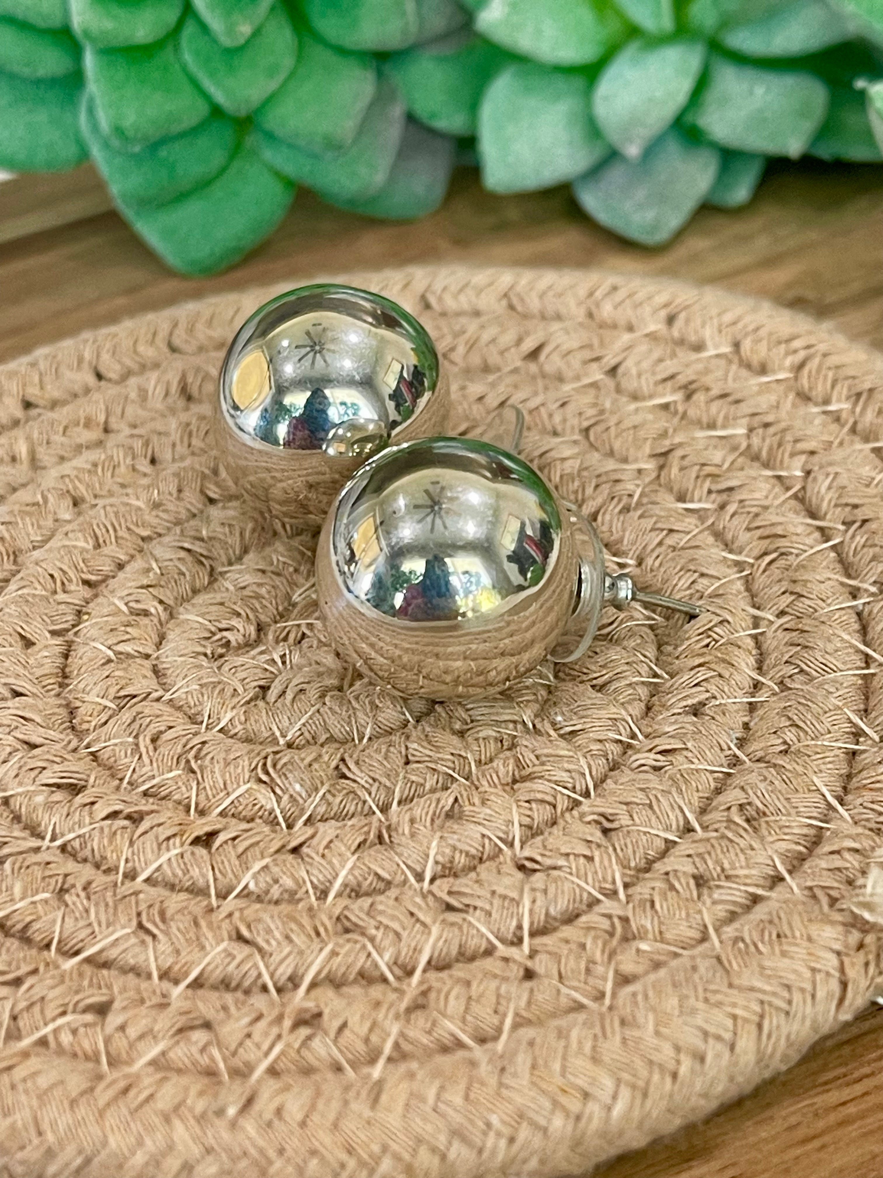 Handmade In Mexico Sterling Silver, Ball Stud Earrings