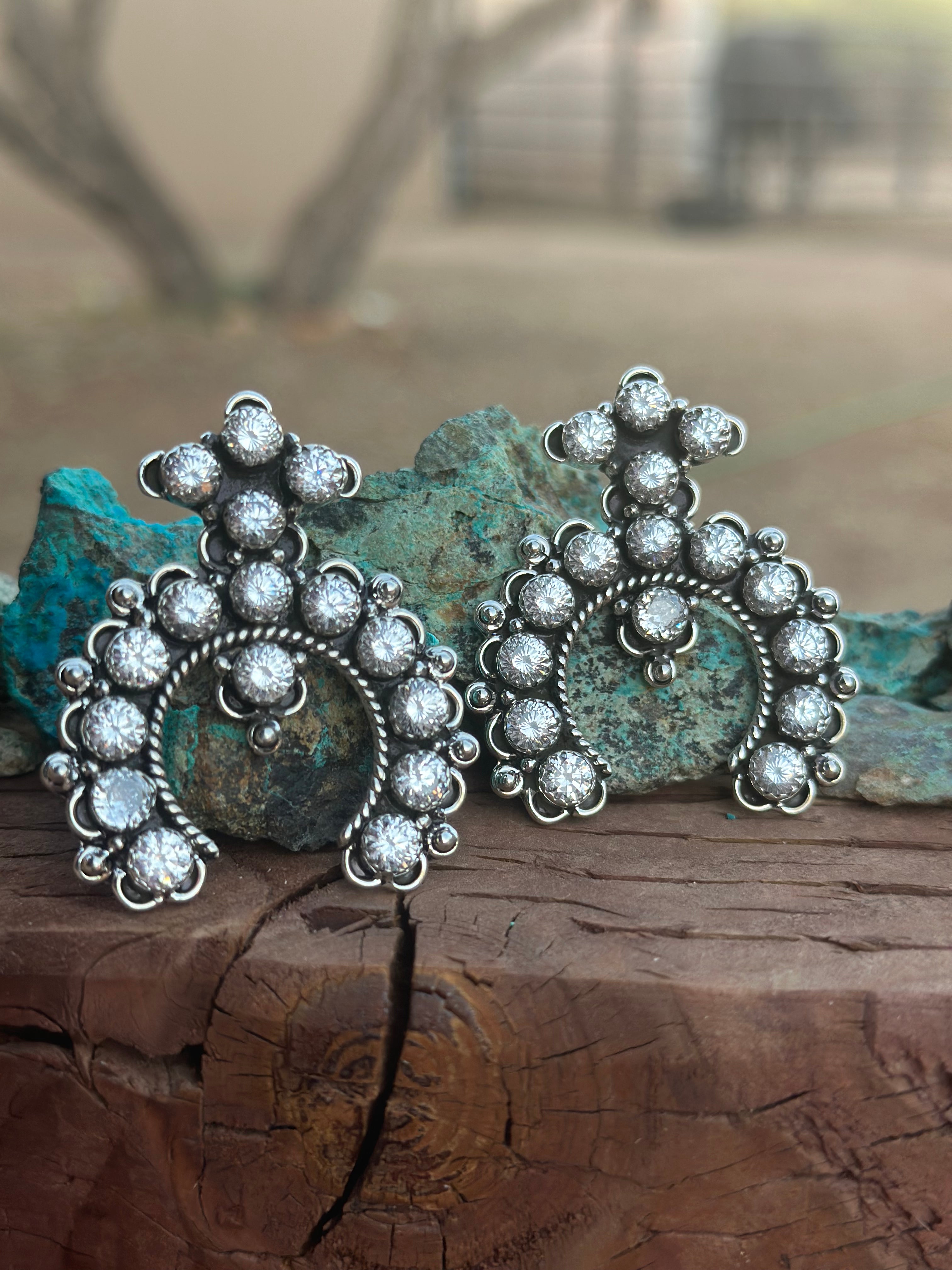 Sparkle Naja Handmade CZ and Sterling Silver Post Earrings