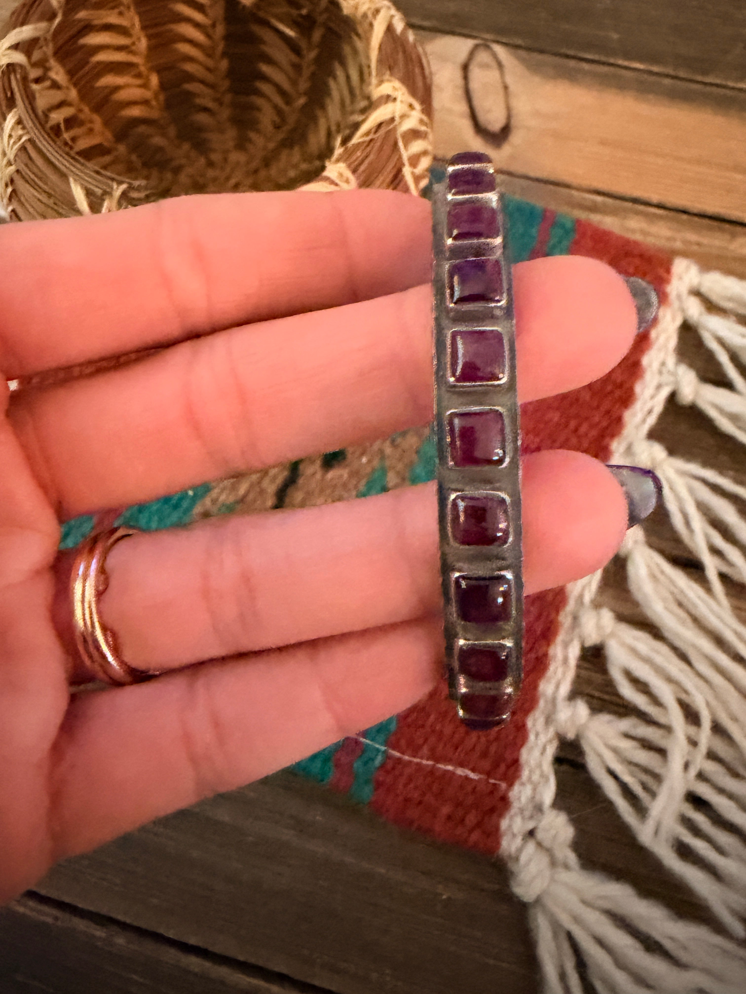 Handcrafted Purple Spiny & Sterling Silver Cuff Bracelet