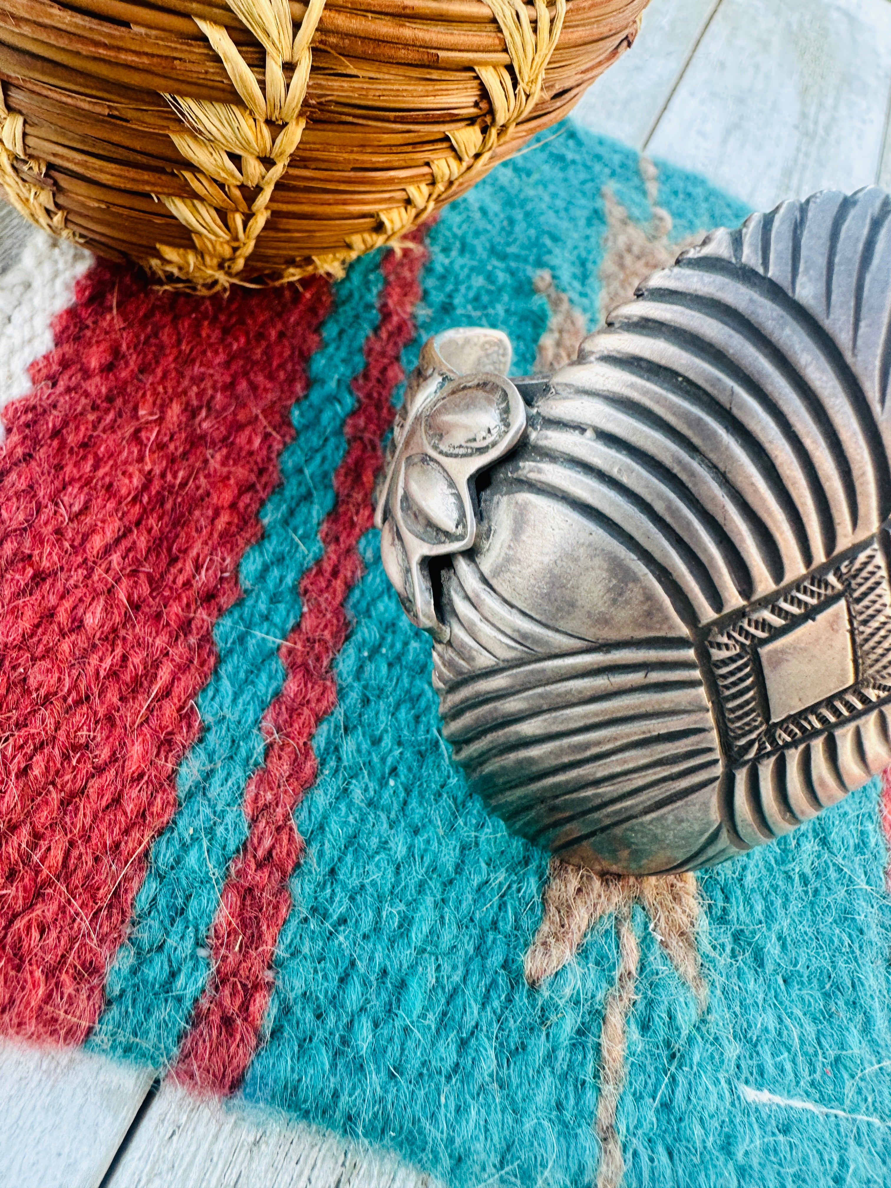 Handcrafted Old Pawn Sterling Silver Cuff Bracelet