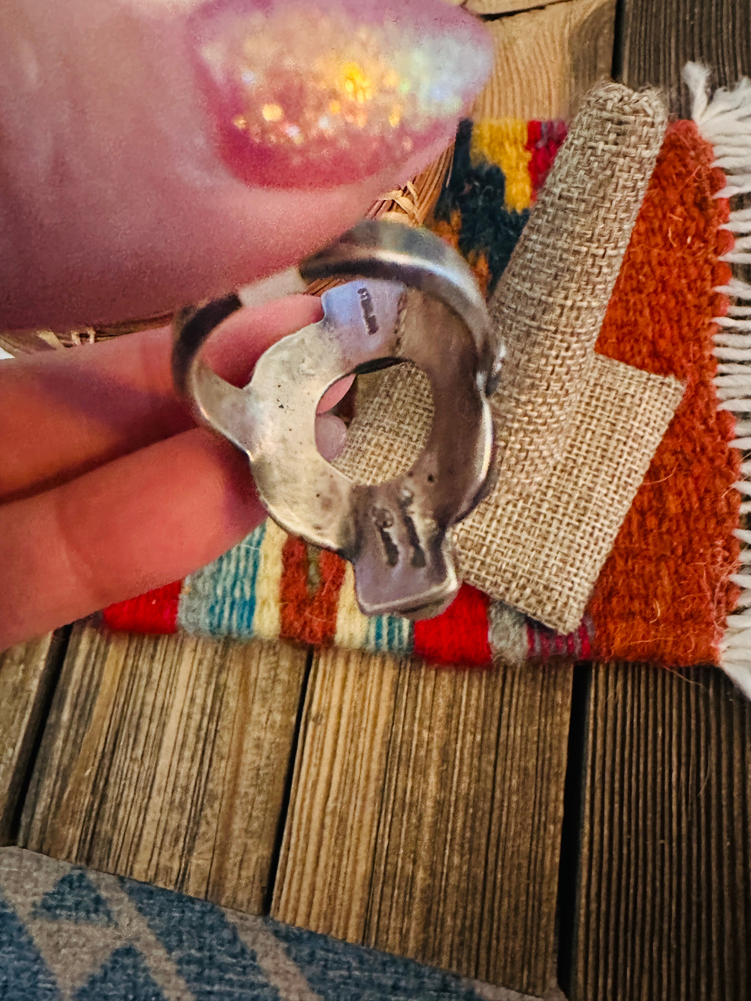 Handcrafted Turquoise & Sterling Silver Ring Size 10.5 by Chimney Butte