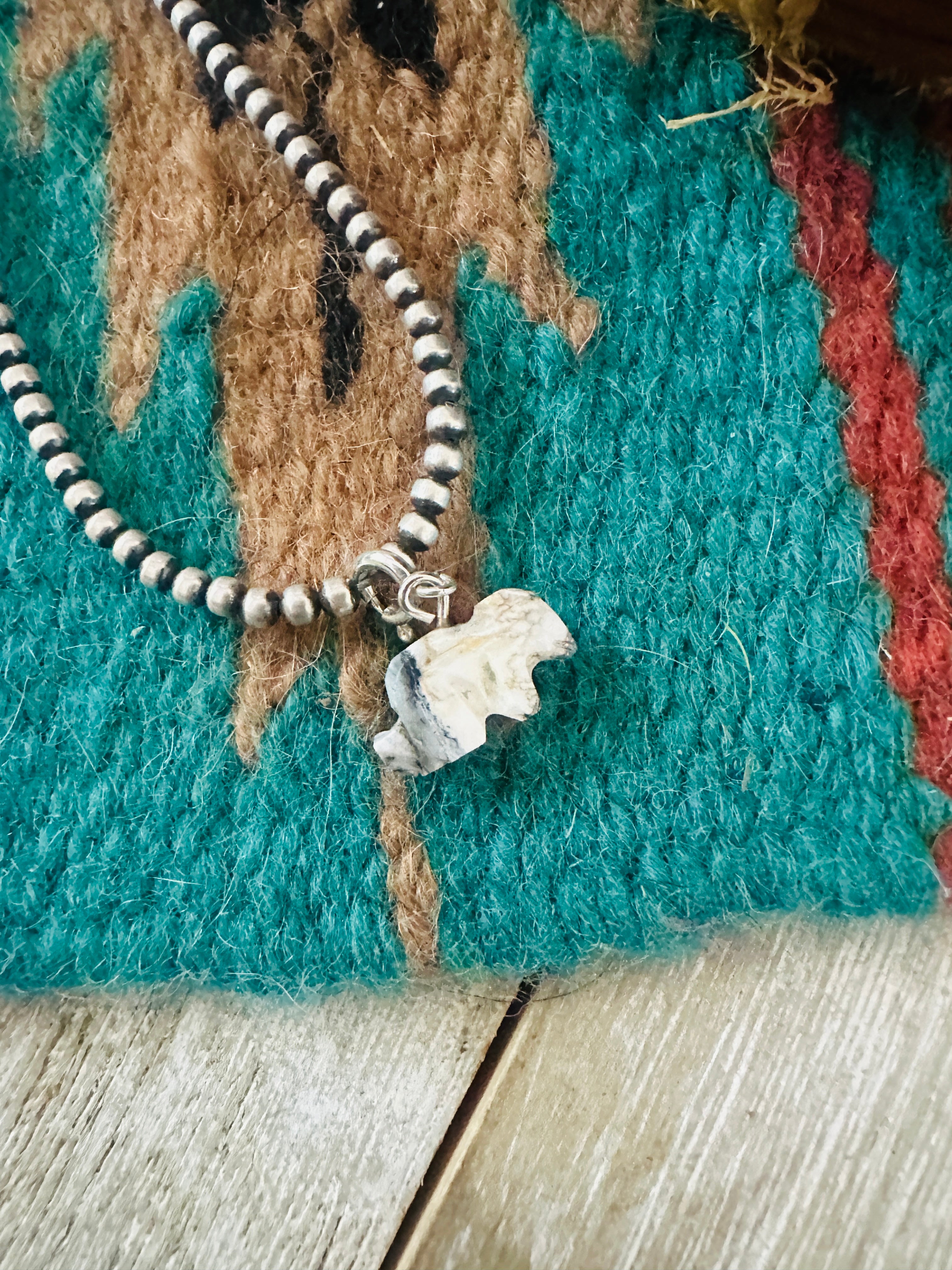 Handcrafted & Hand Carved Blue Mojave Rabbit Charm