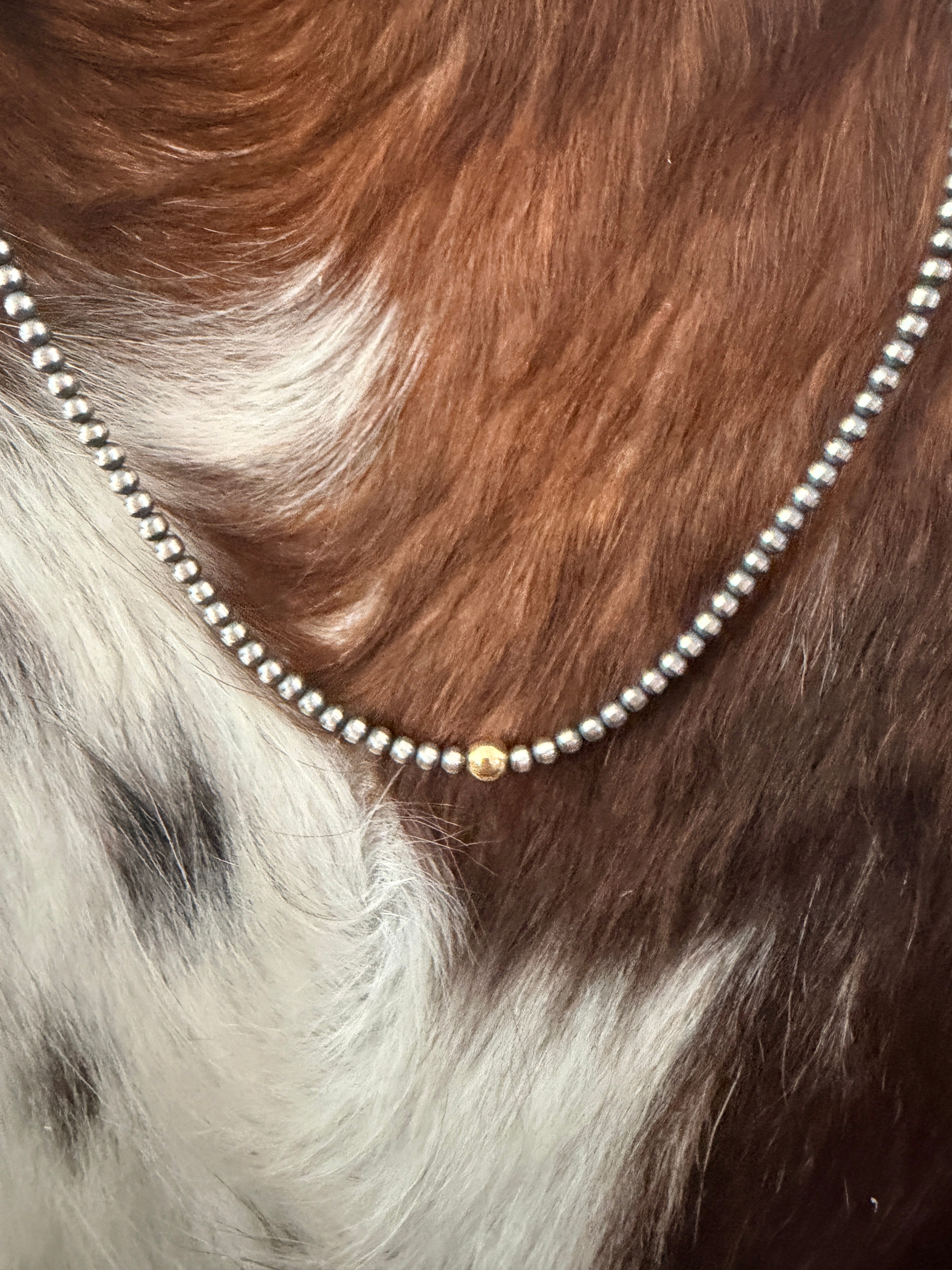 Handcrafted Sterling Silver & Gold Beaded 14” Necklace