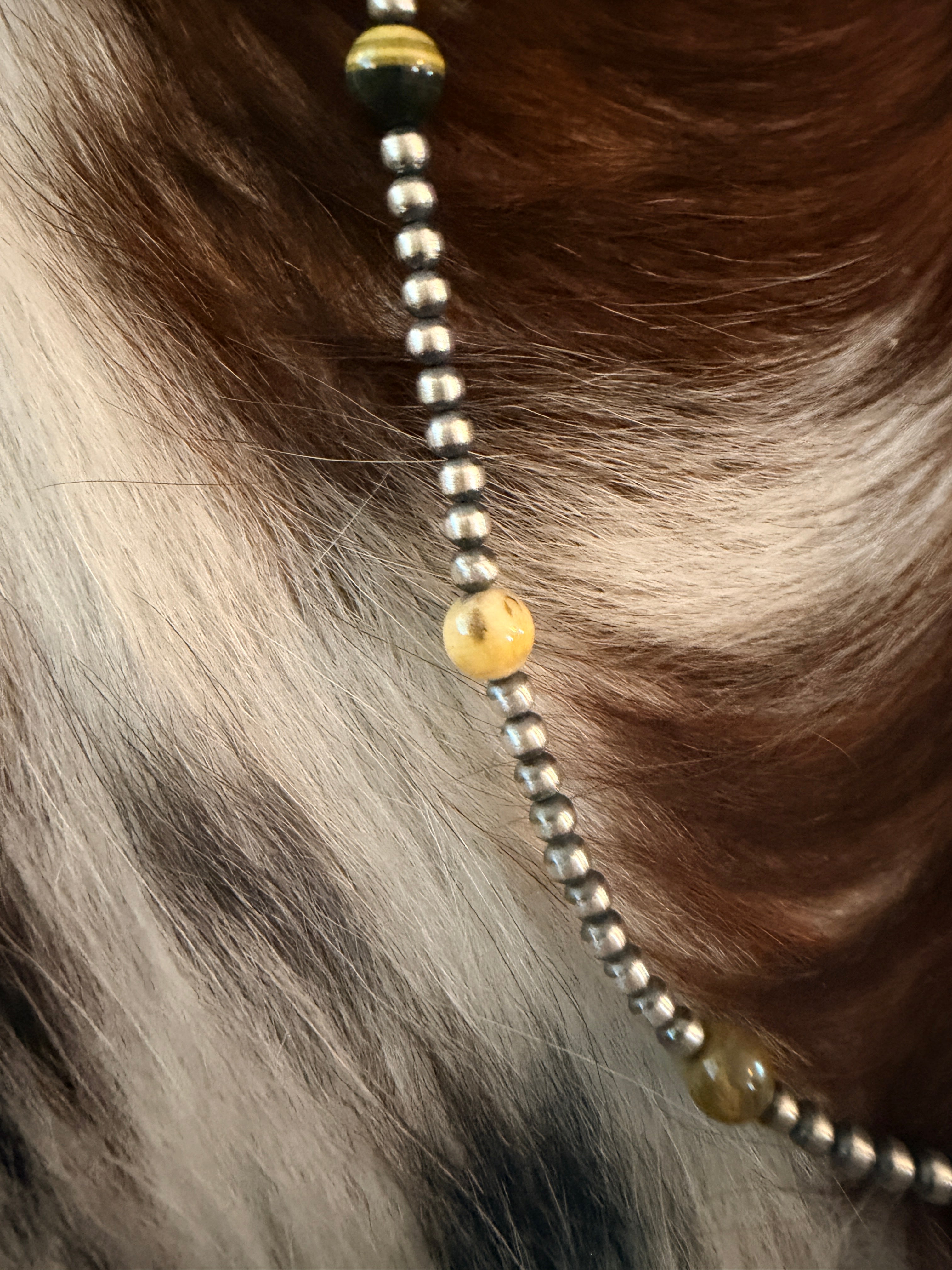 Handcrafted Bumblebee and Sterling Silver Pearl 14” Beaded Necklace