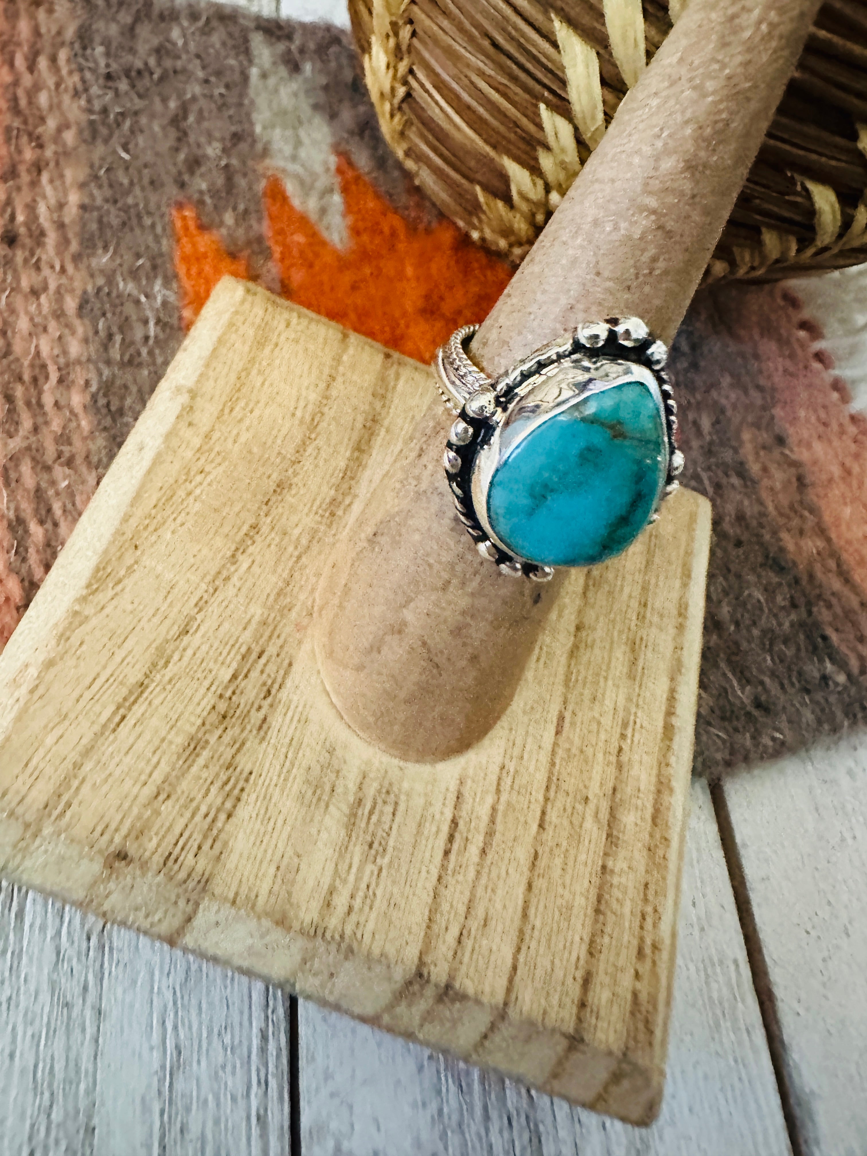 Navajo Turquoise & Sterling Silver Ring Size 5