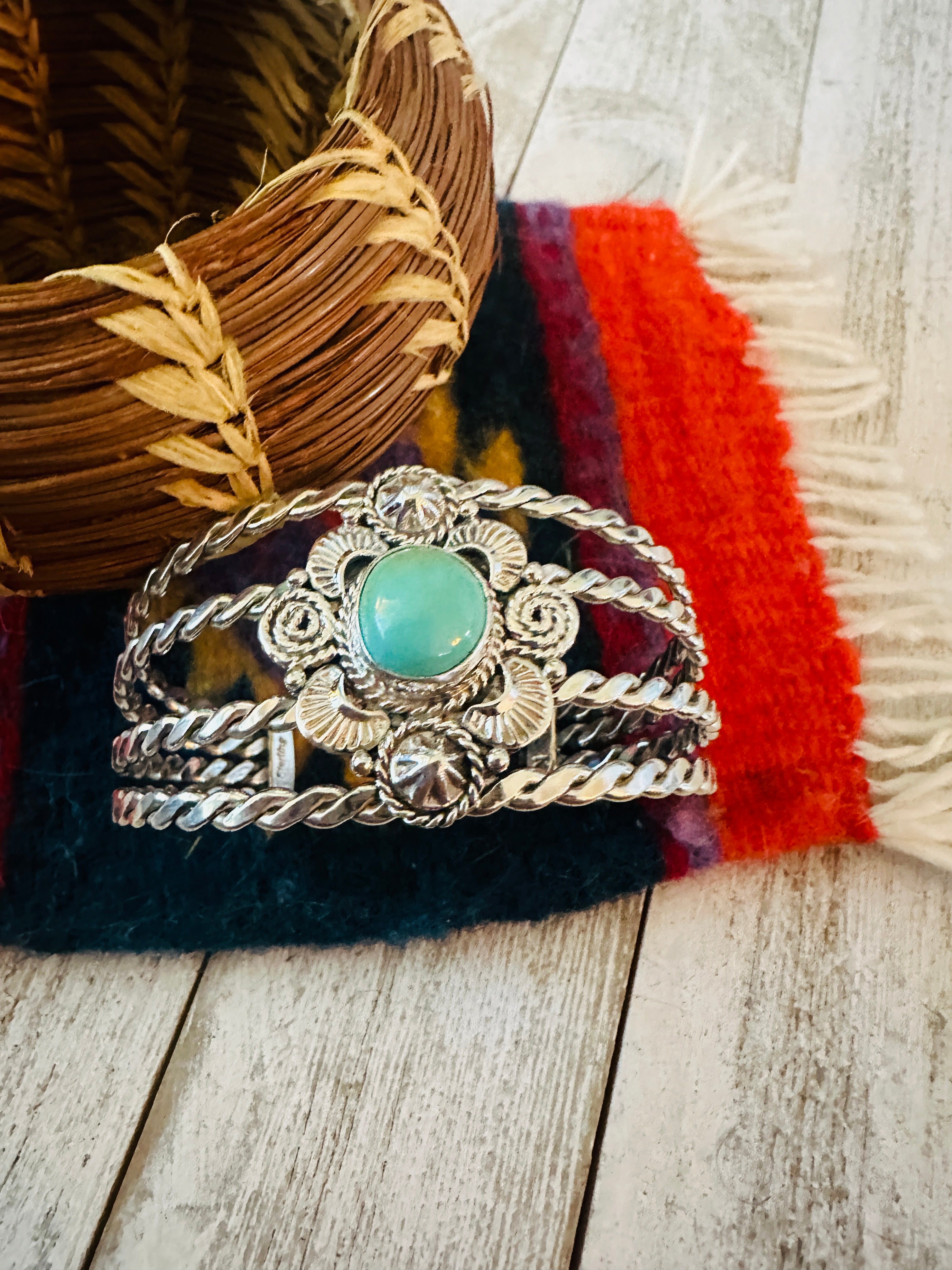 Navajo Sterling Silver & Turquoise Cuff Bracelet