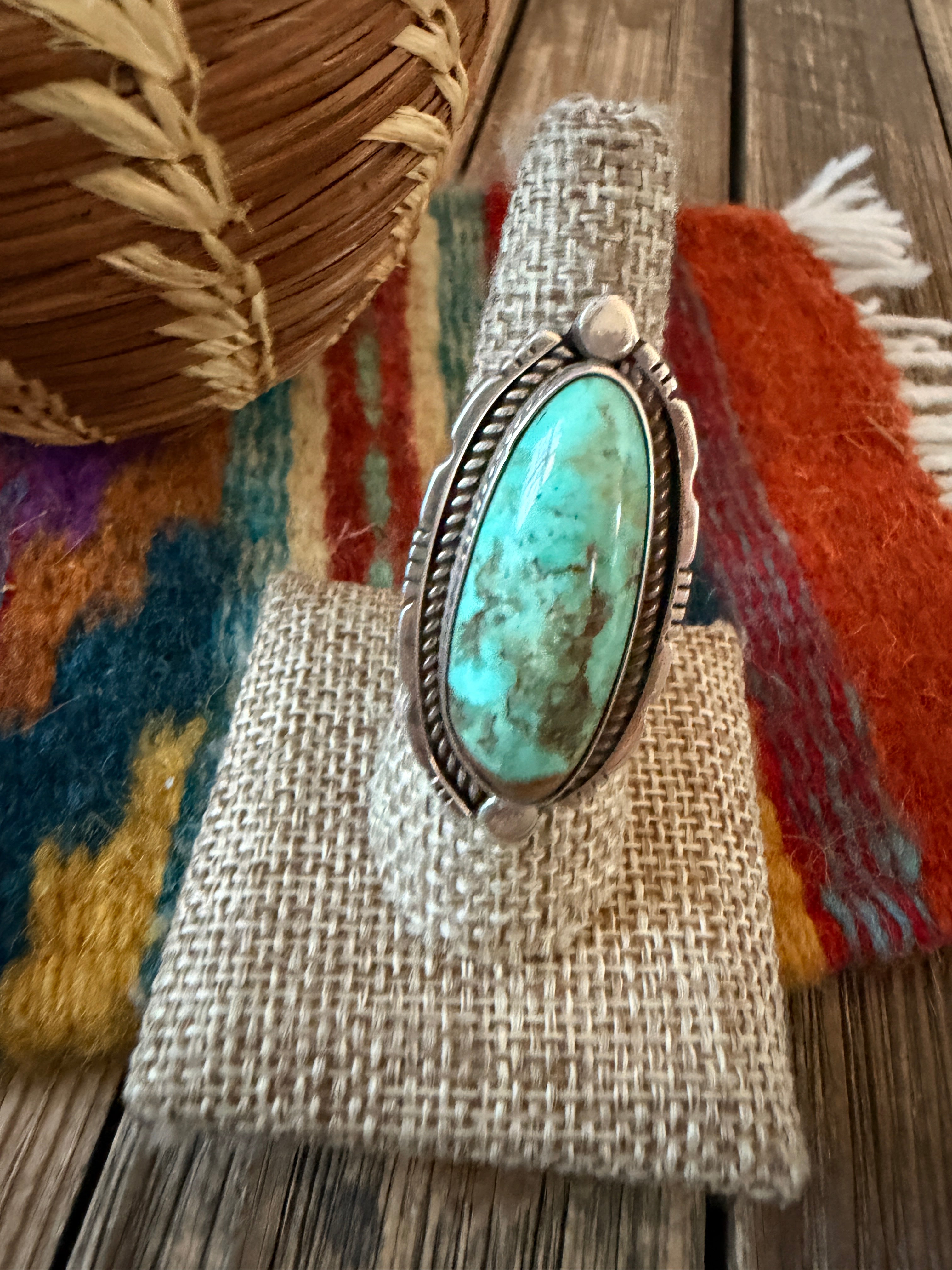 Handcrafted Turquoise & Sterling Silver Adjustable Ring