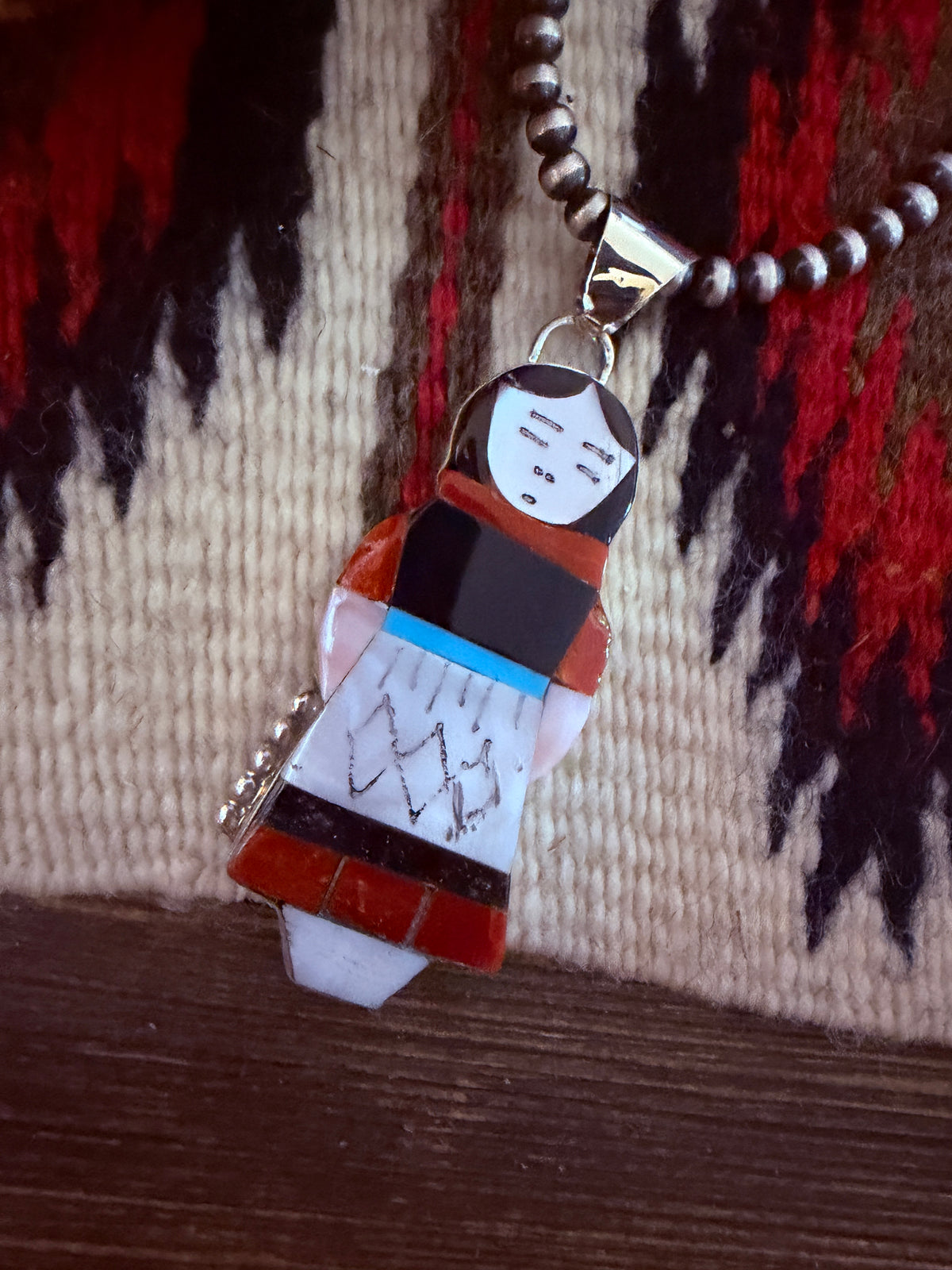 Handcrafted Sterling Silver & Multi Stone Inlay Maiden Girl Pendant