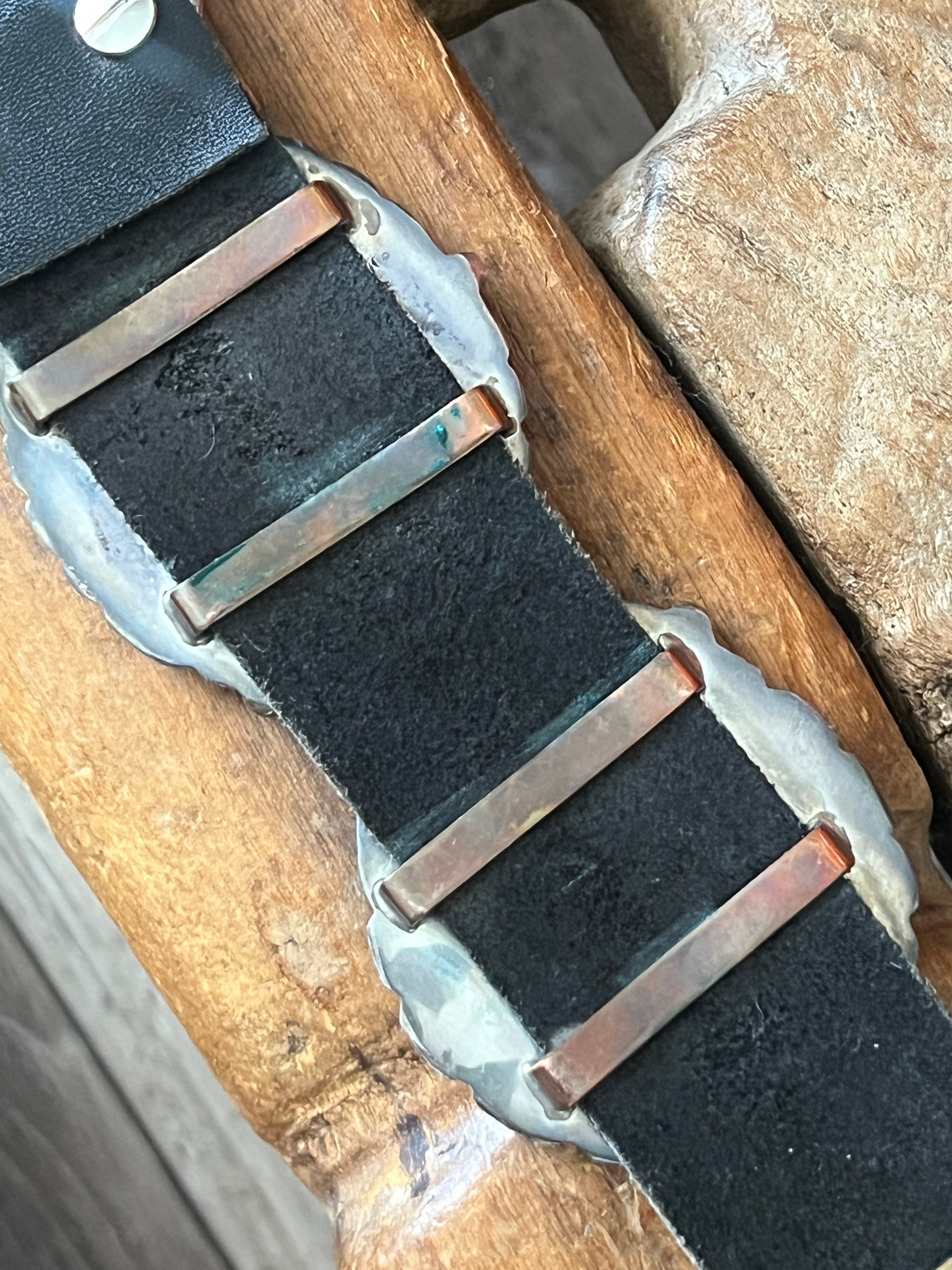 Gorgeous Old Pawn Handcrafted Sterling Silver and Purple Sodalite Concho Belt by Eric & Carol Fierro