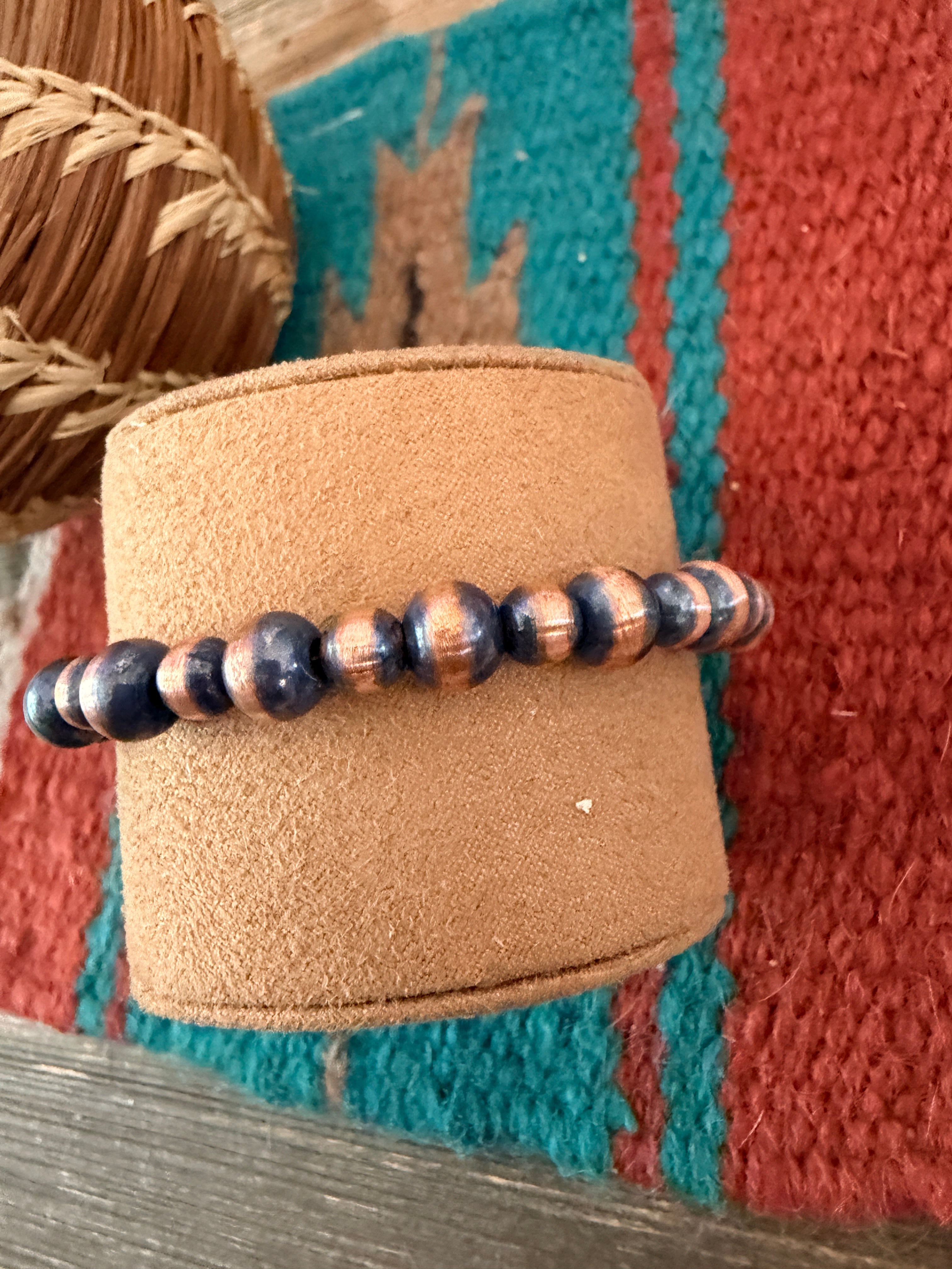 Handcrafted Copper Beaded Bracelet 7”