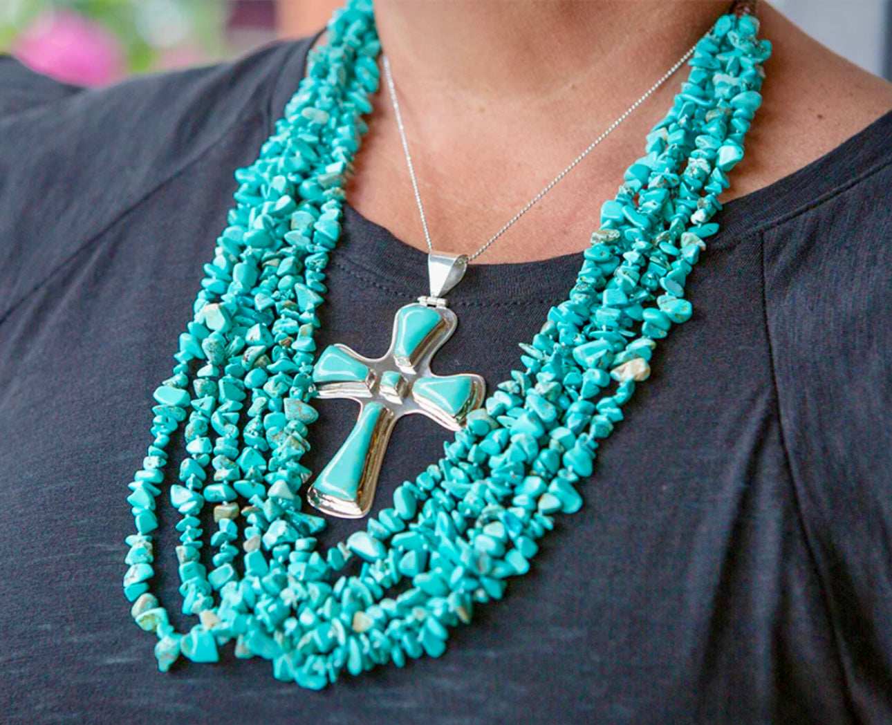 Turquoise Chip Multi-Strand Necklace