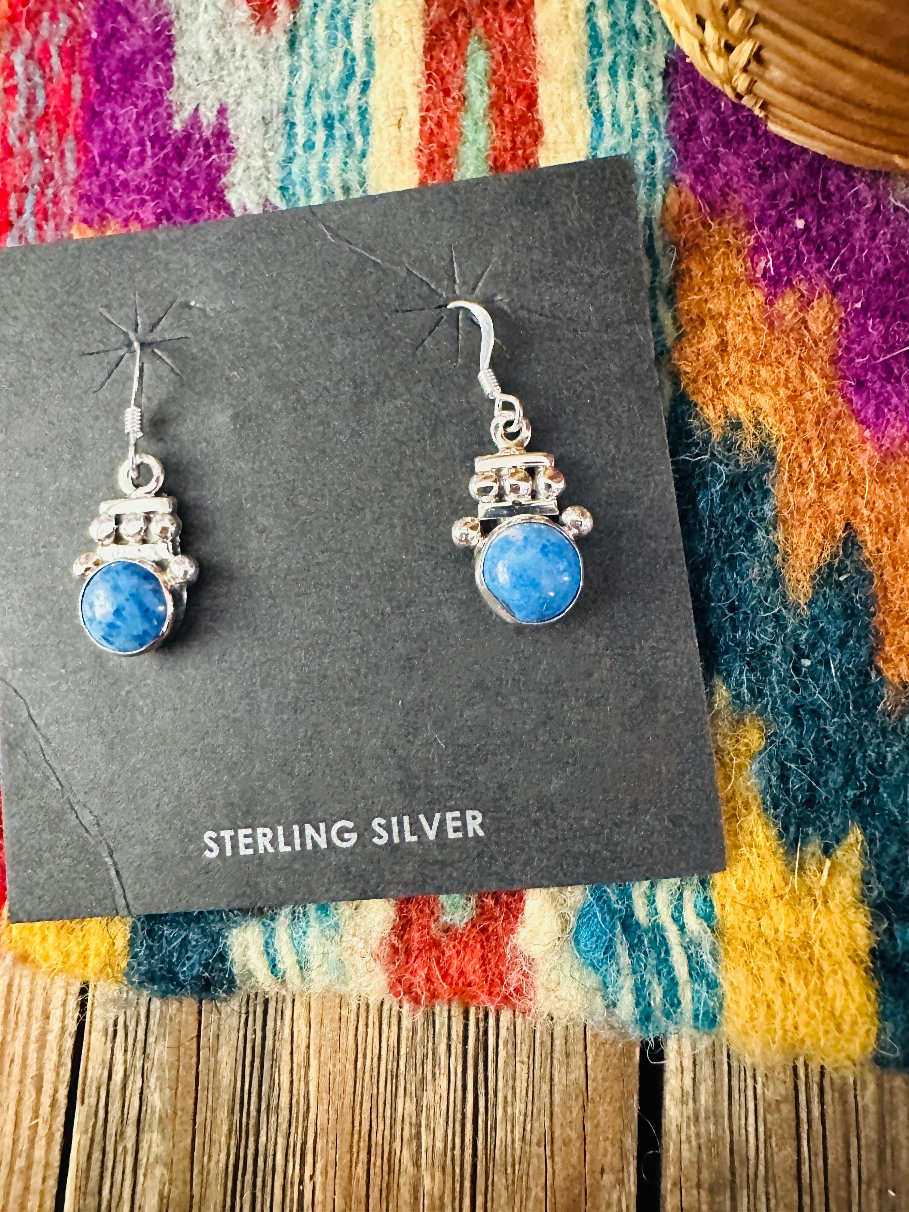Handcrafted Lapis & Sterling Silver Dangle Earrings