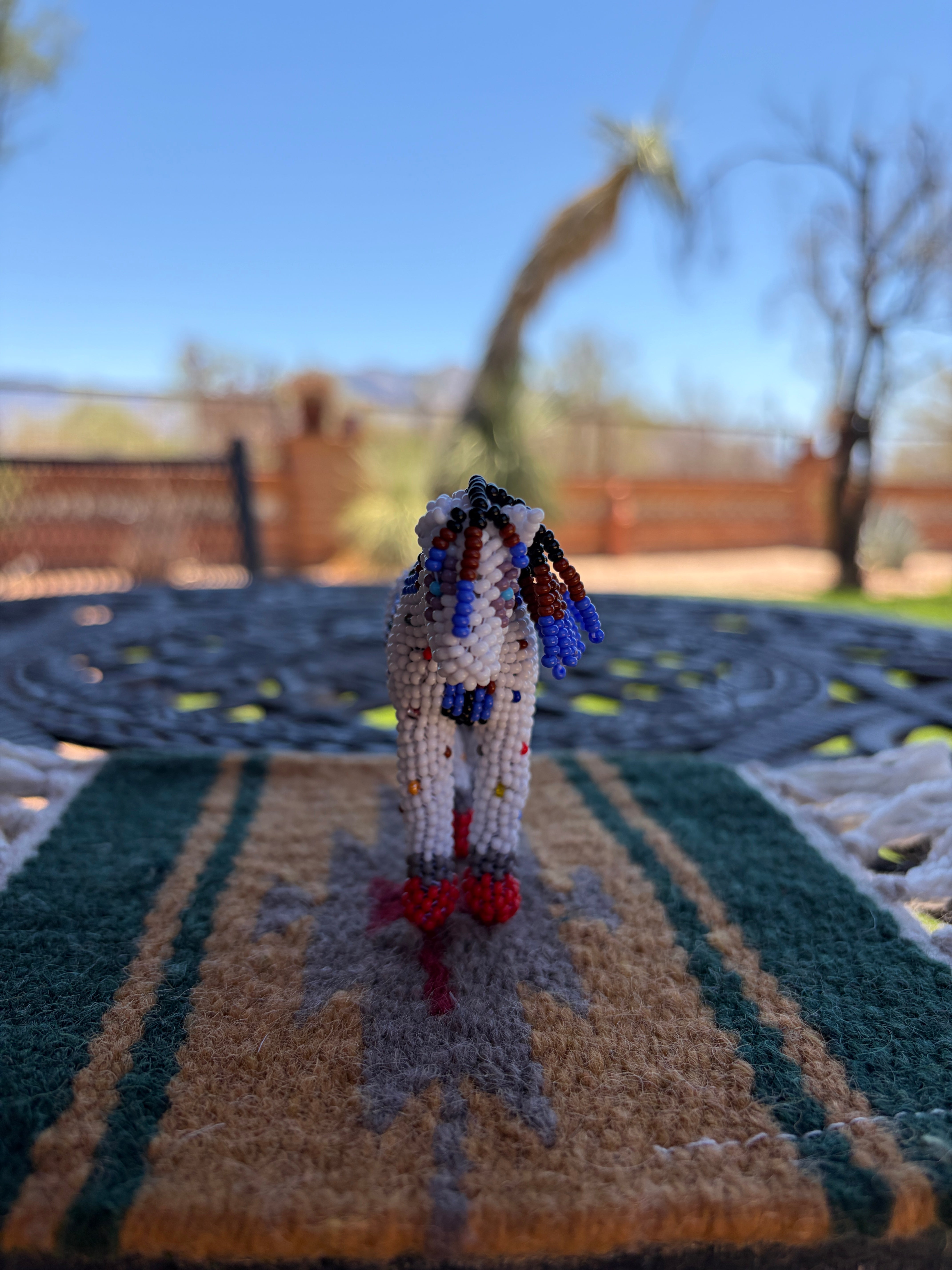 Handmade Peyote Stitched Horse Figurine- White 12