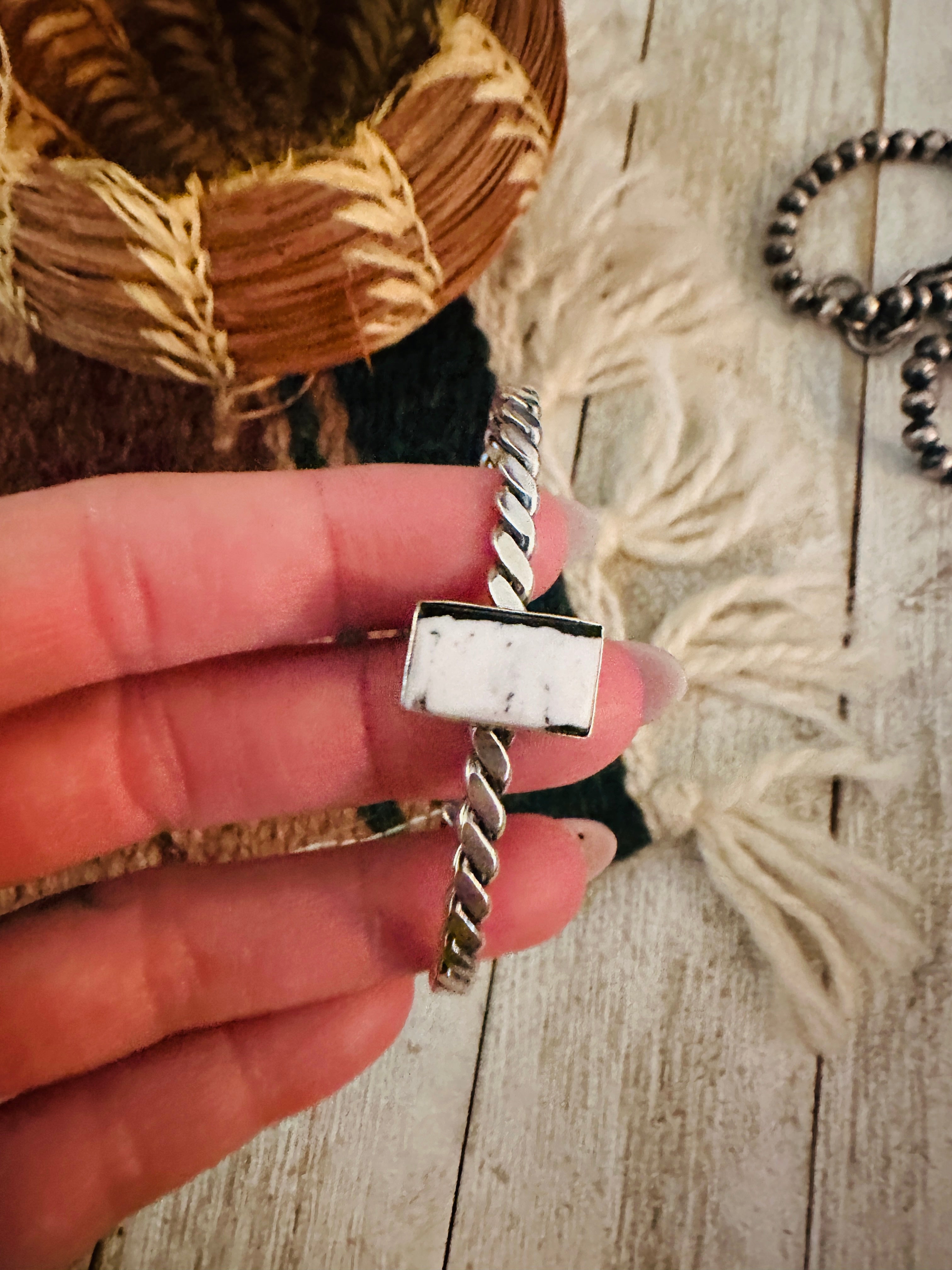 Handcrafted Sterling Silver & White Buffalo Cuff Bracelet