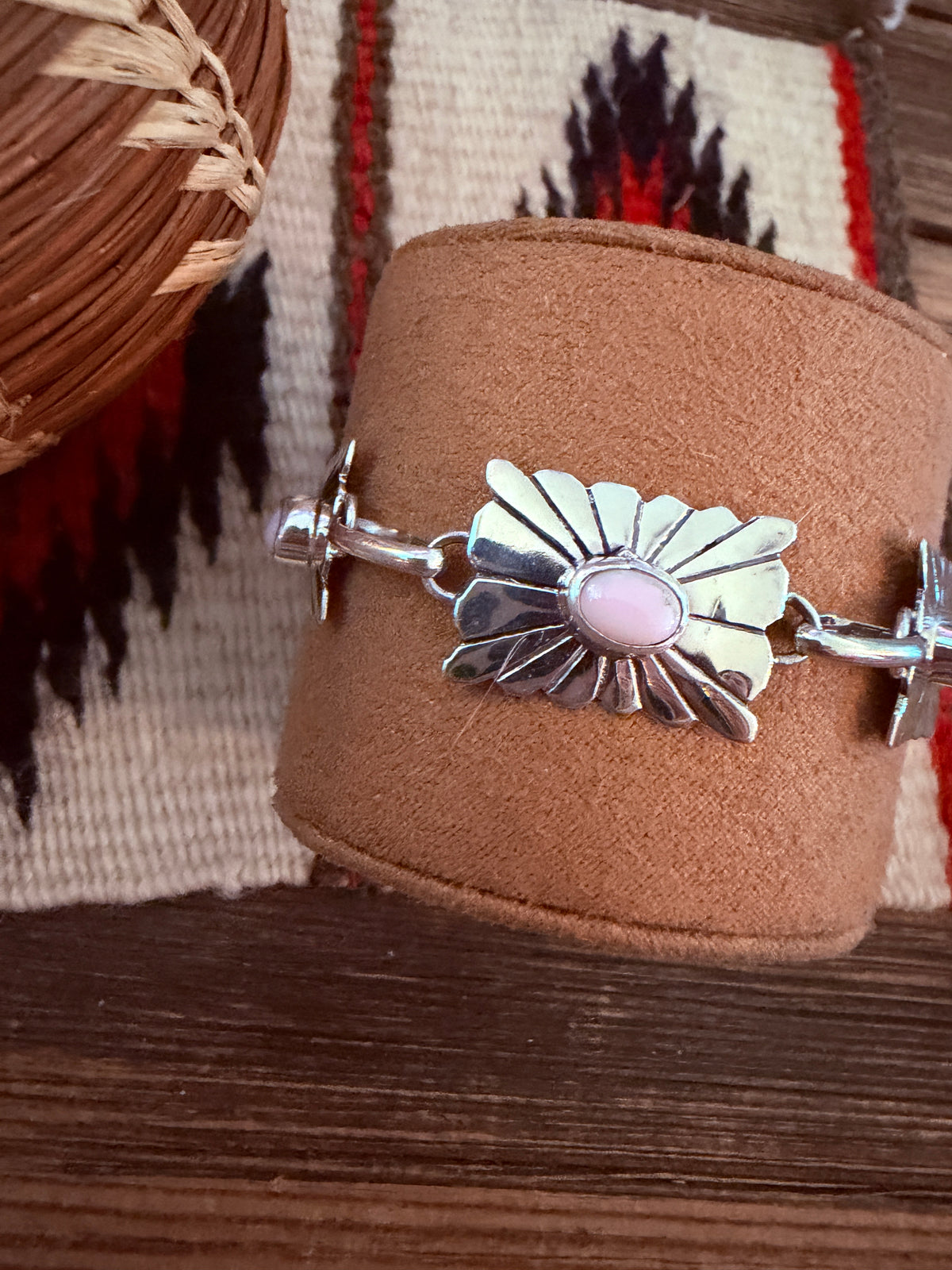 Handcrafted Sterling Silver & Mother of Pearl Link Bracelet by Rita Lee
