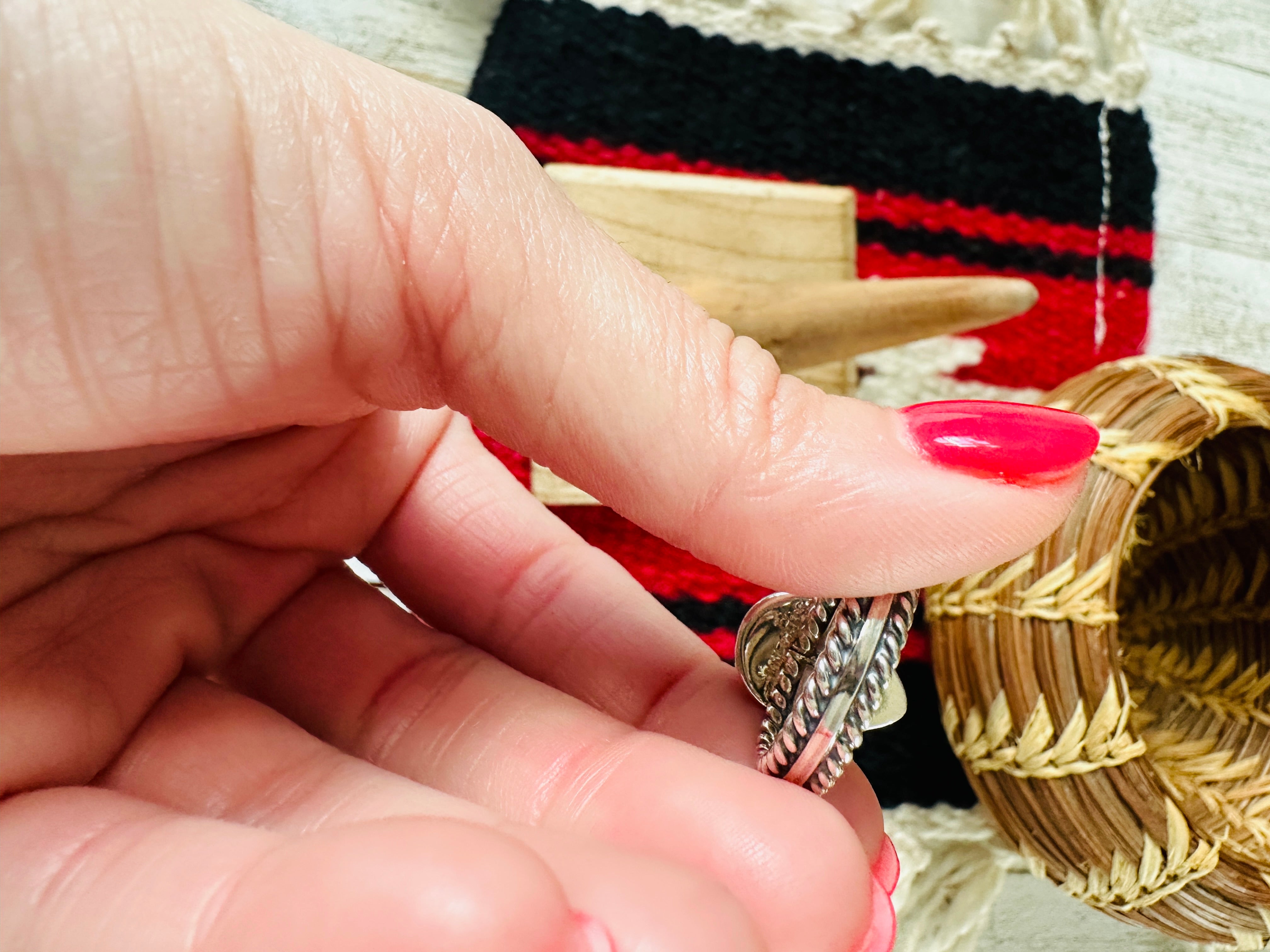 Navajo Sterling Silver & Queen Pink Conch Ring