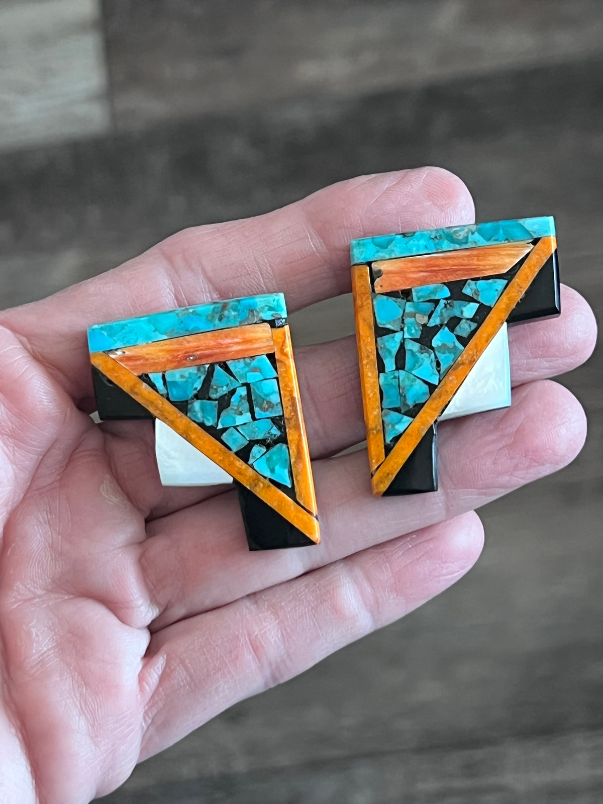 Warren Nieto Inlay Turquoise and Spiny Oyster Thunderbird  Necklace & Earrings Set