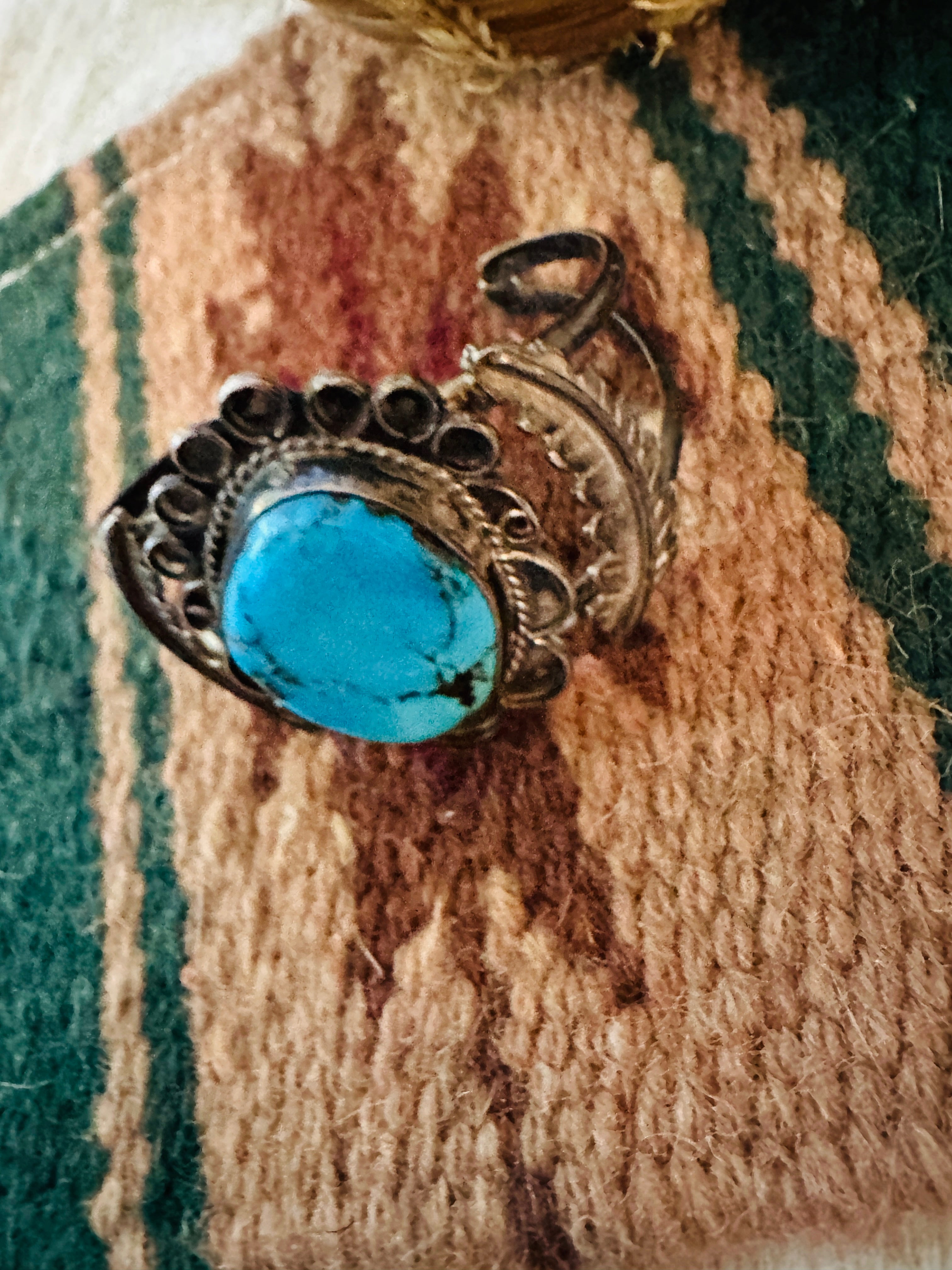 Handcrafted Old Pawn Turquoise & Sterling Silver Cuff Bracelet