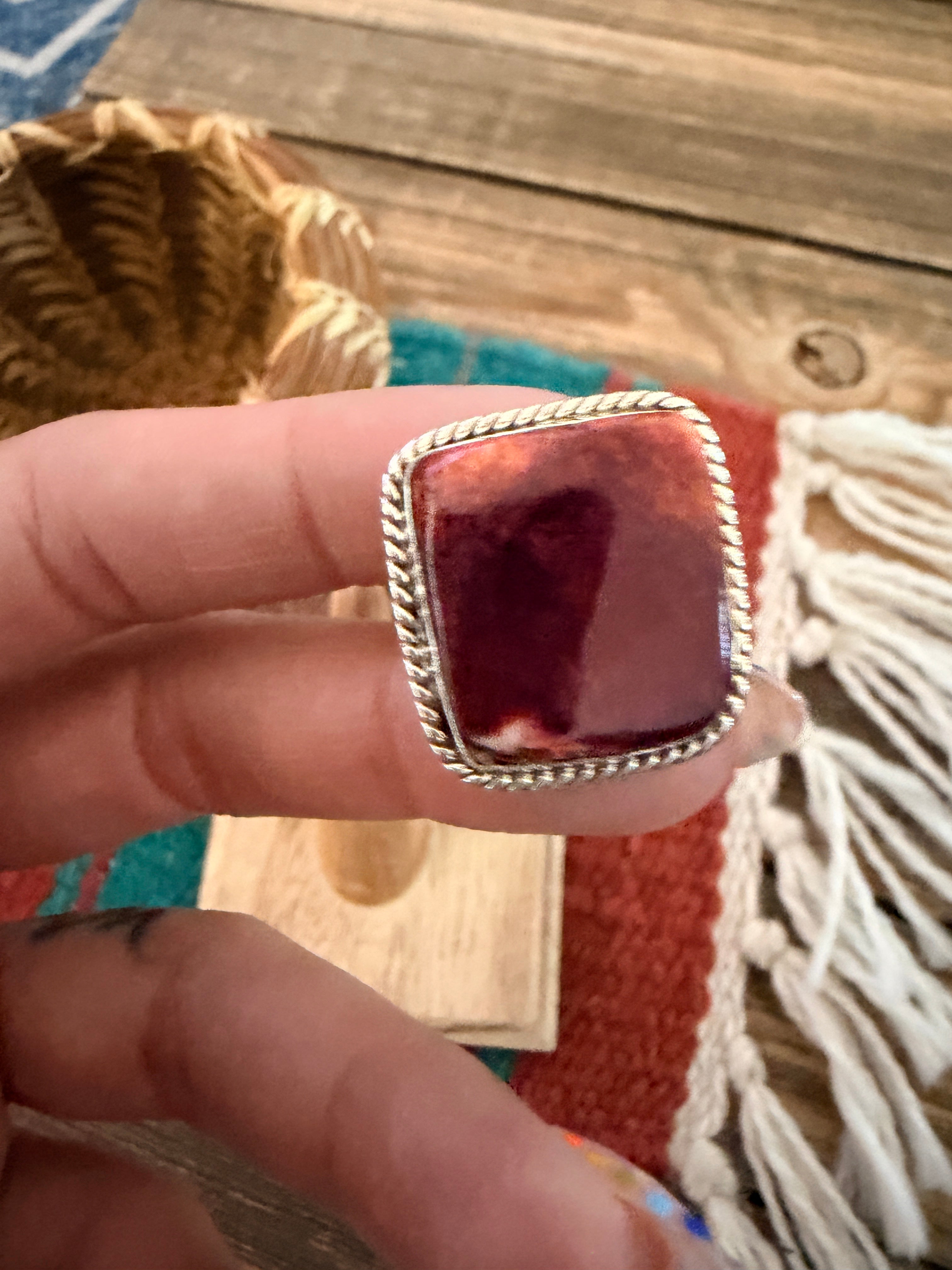 Handcrafted Spiny Oyster & Sterling Silver Ring Size 9