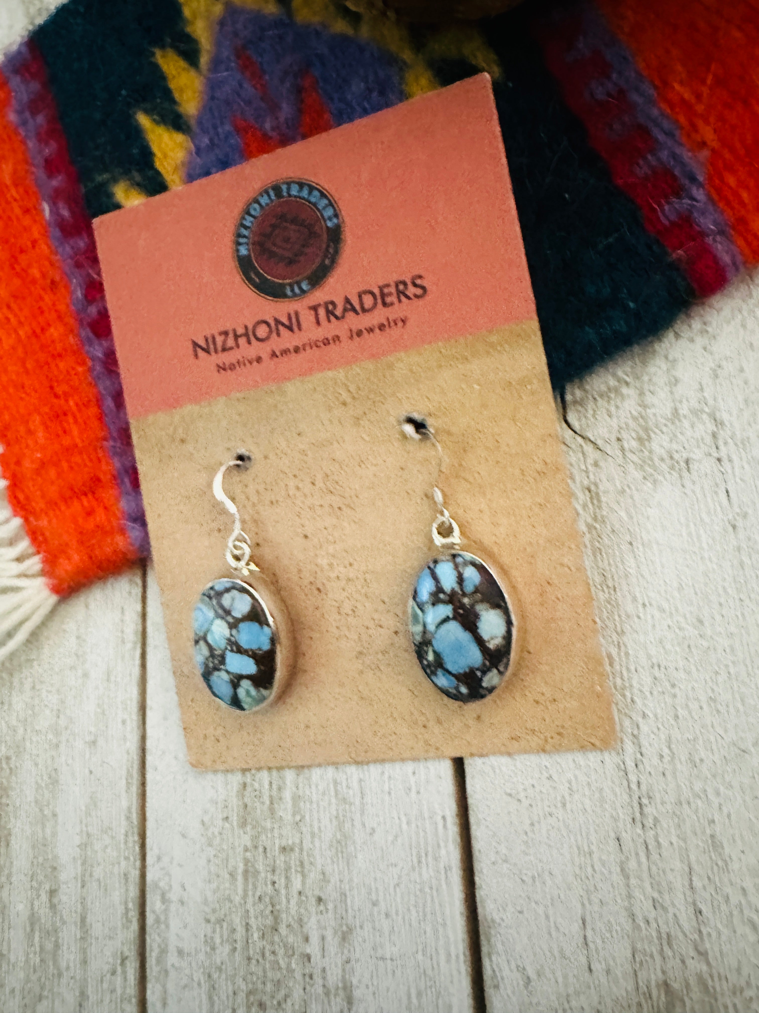 Navajo Golden Hills Turquoise & Sterling Silver Dangle Earrings