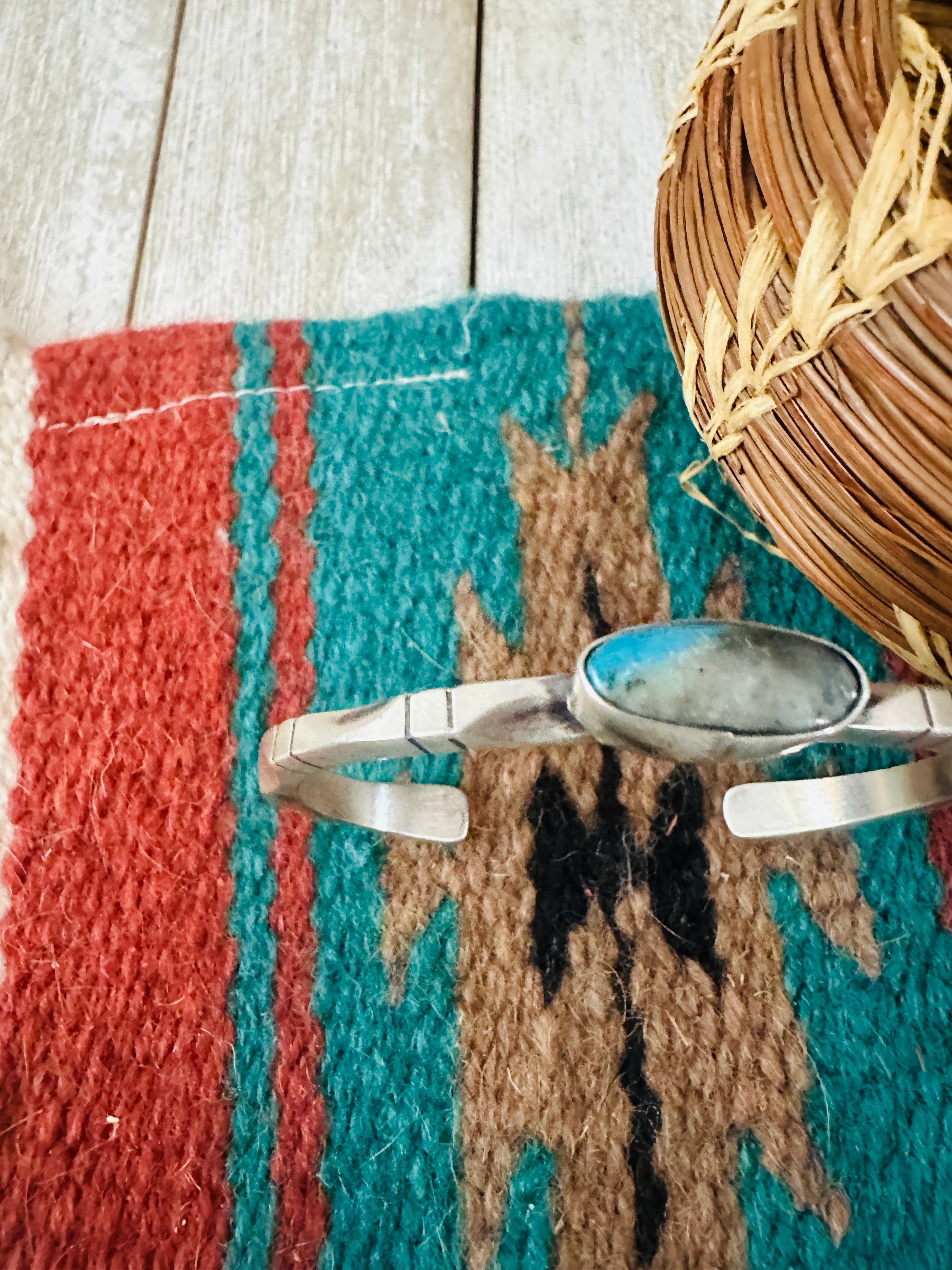 Handcrafted Sterling Silver & Turquoise Cuff Bracelet by Tahe