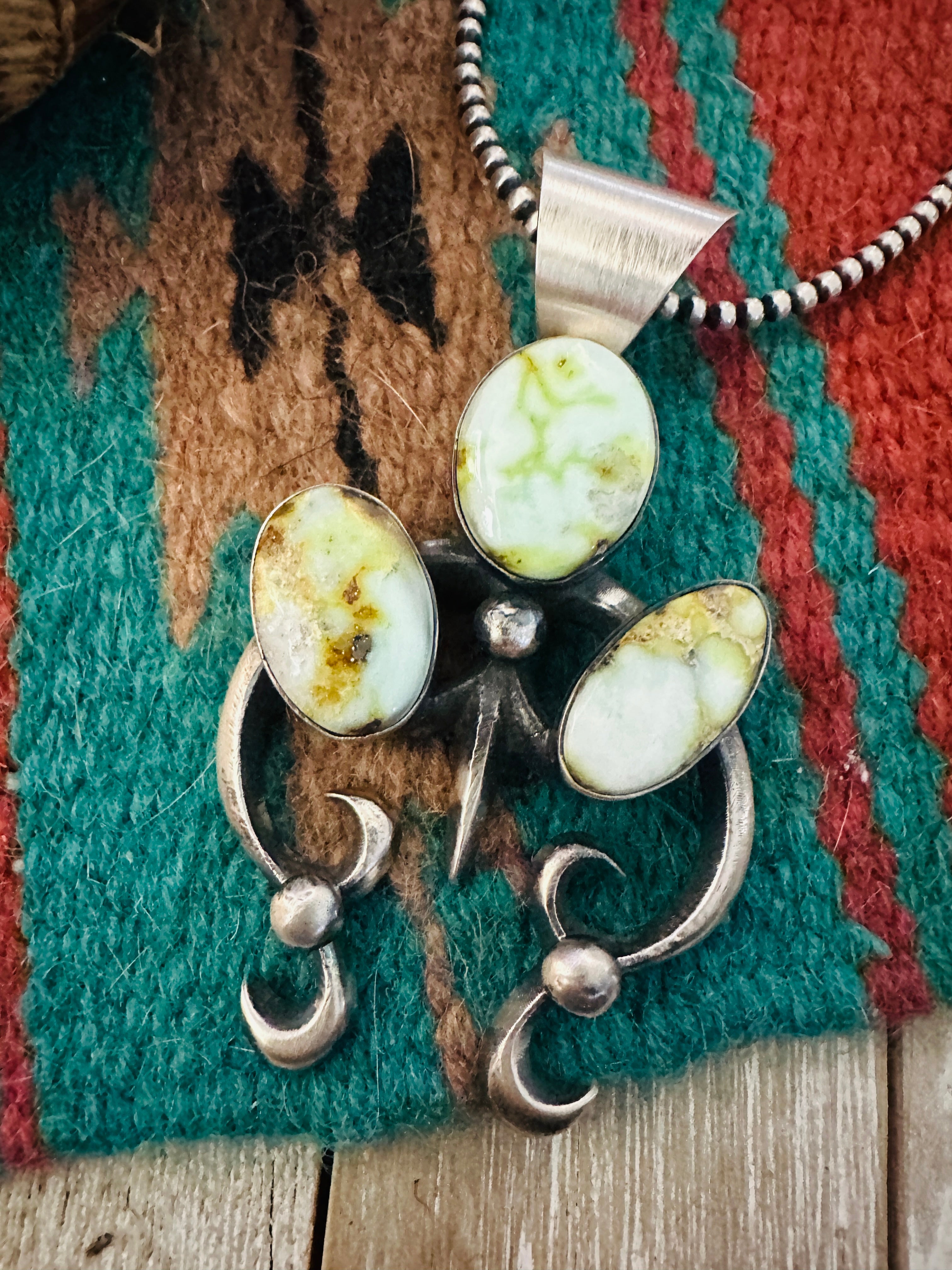 Handcrafted Sterling Silver & Palomino Turquoise Naja Pendant by Chimney Butte