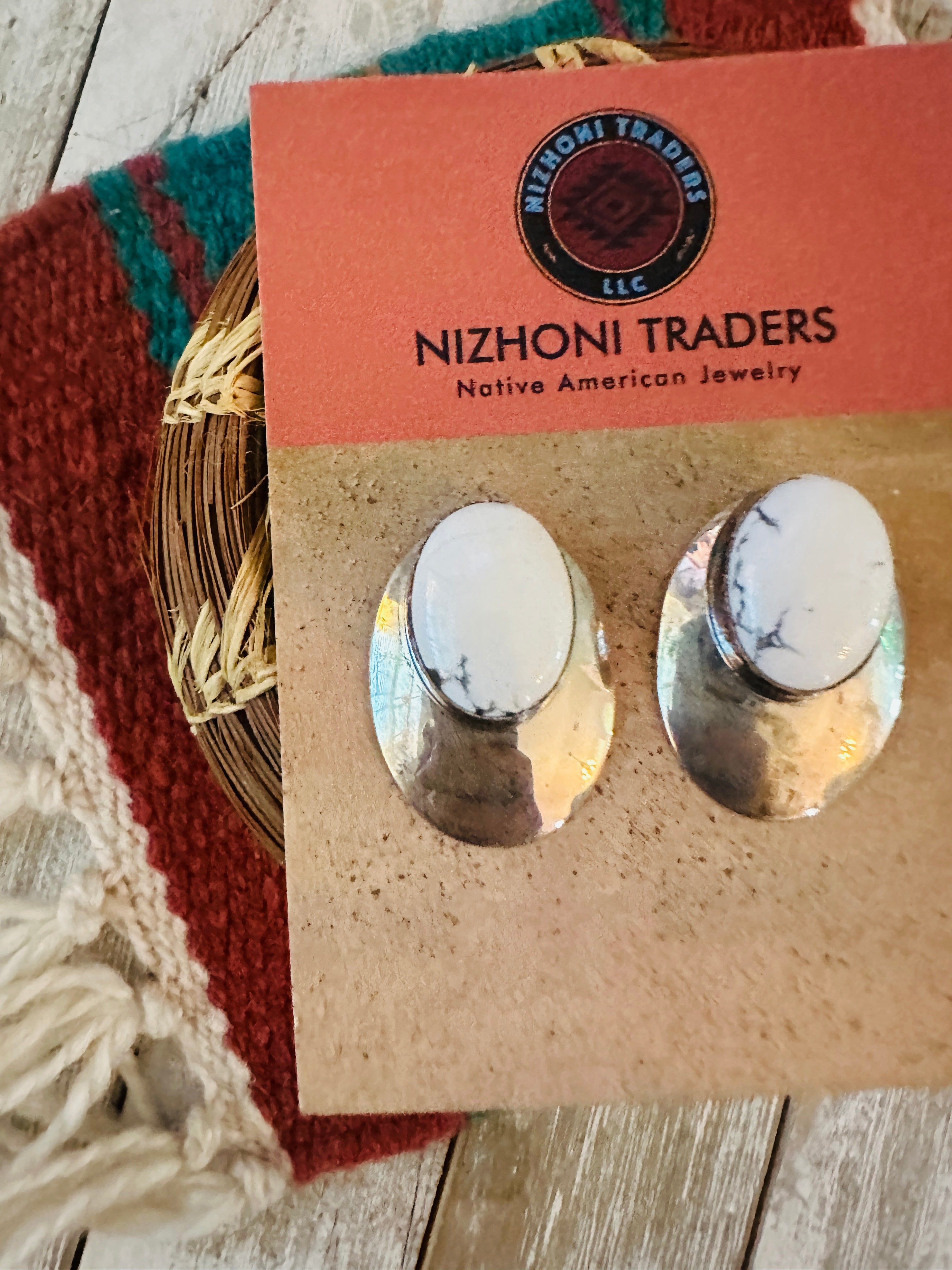 Handcrafted Howlite & Sterling Silver Post Earrings