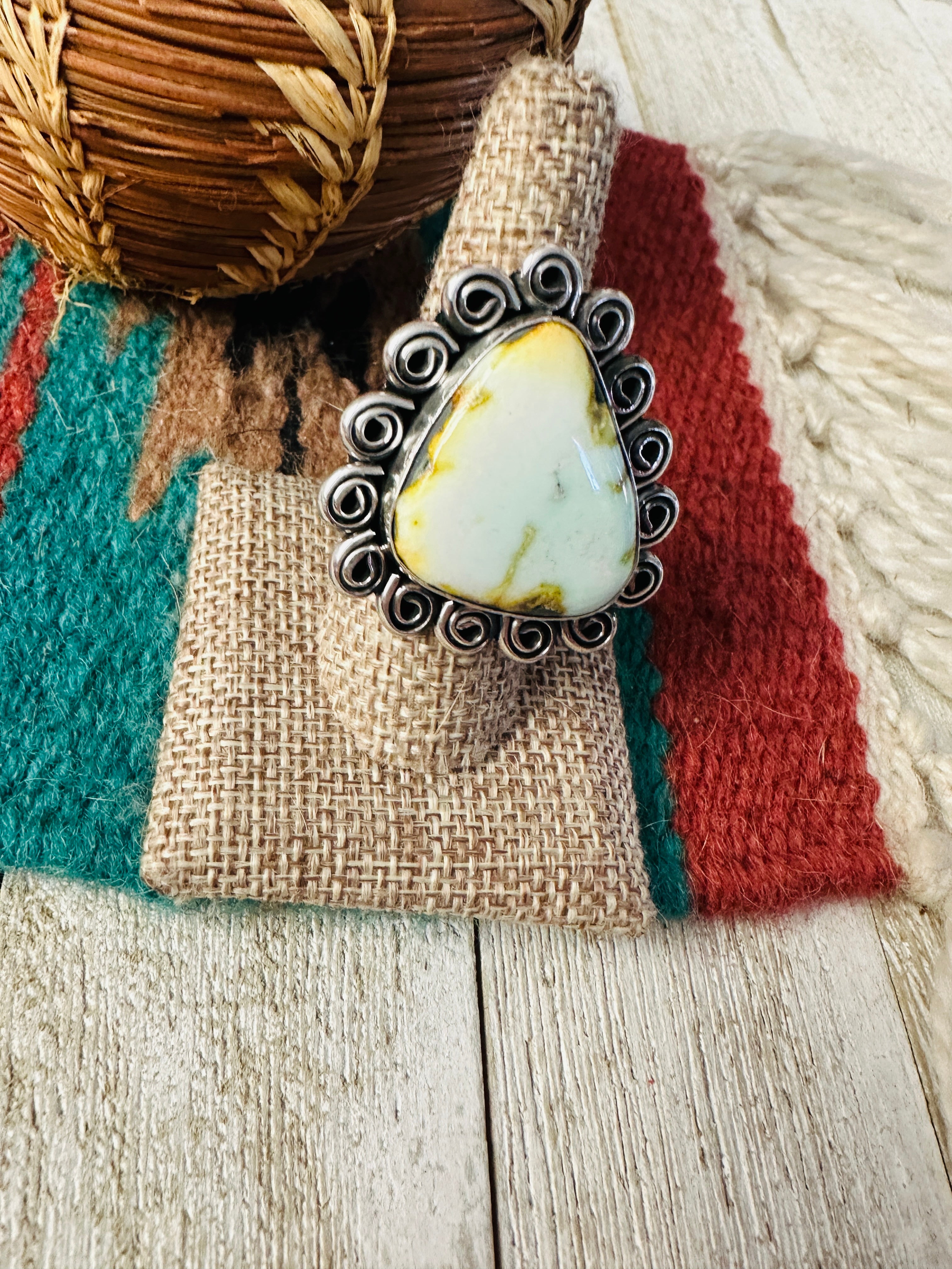 Handcrafted Palomino Turquoise & Sterling Silver Ring size 7.5