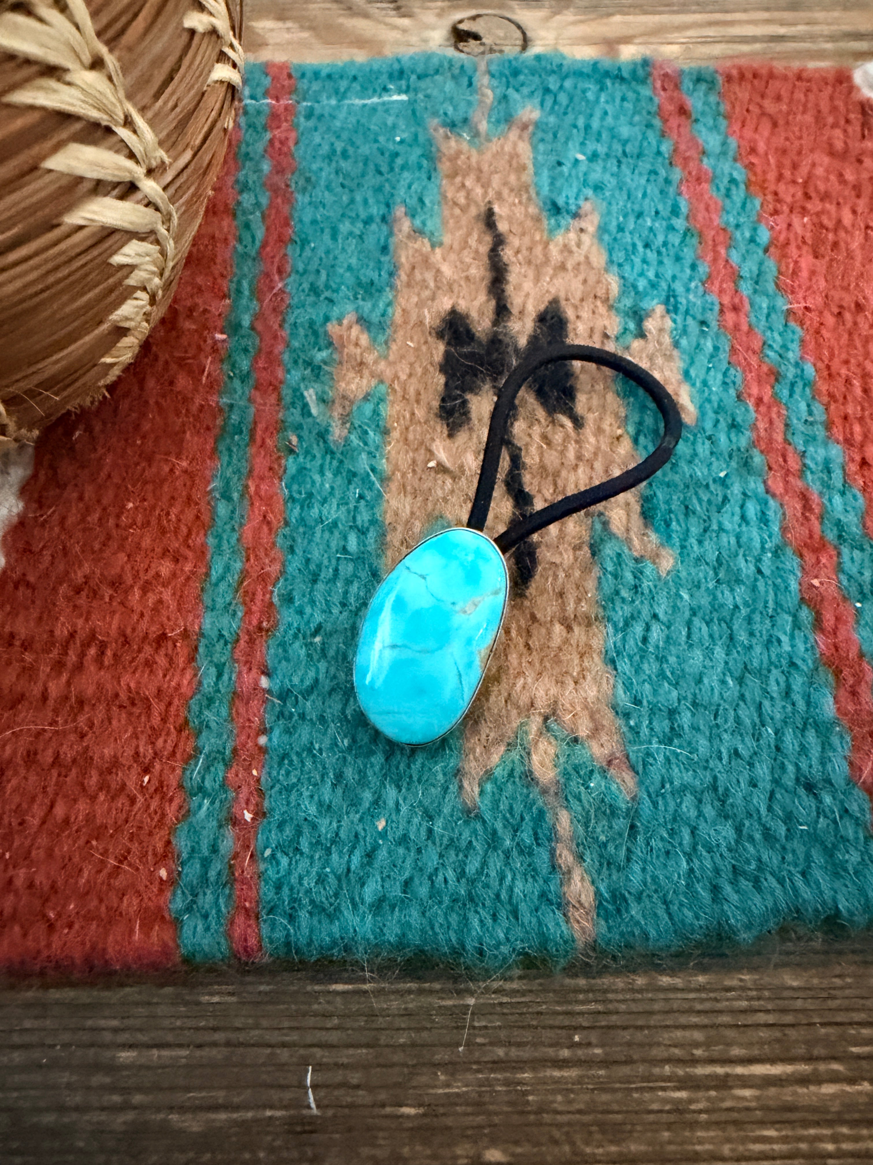Handcrafted Turquoise & Sterling Silver Hair Tie Charm