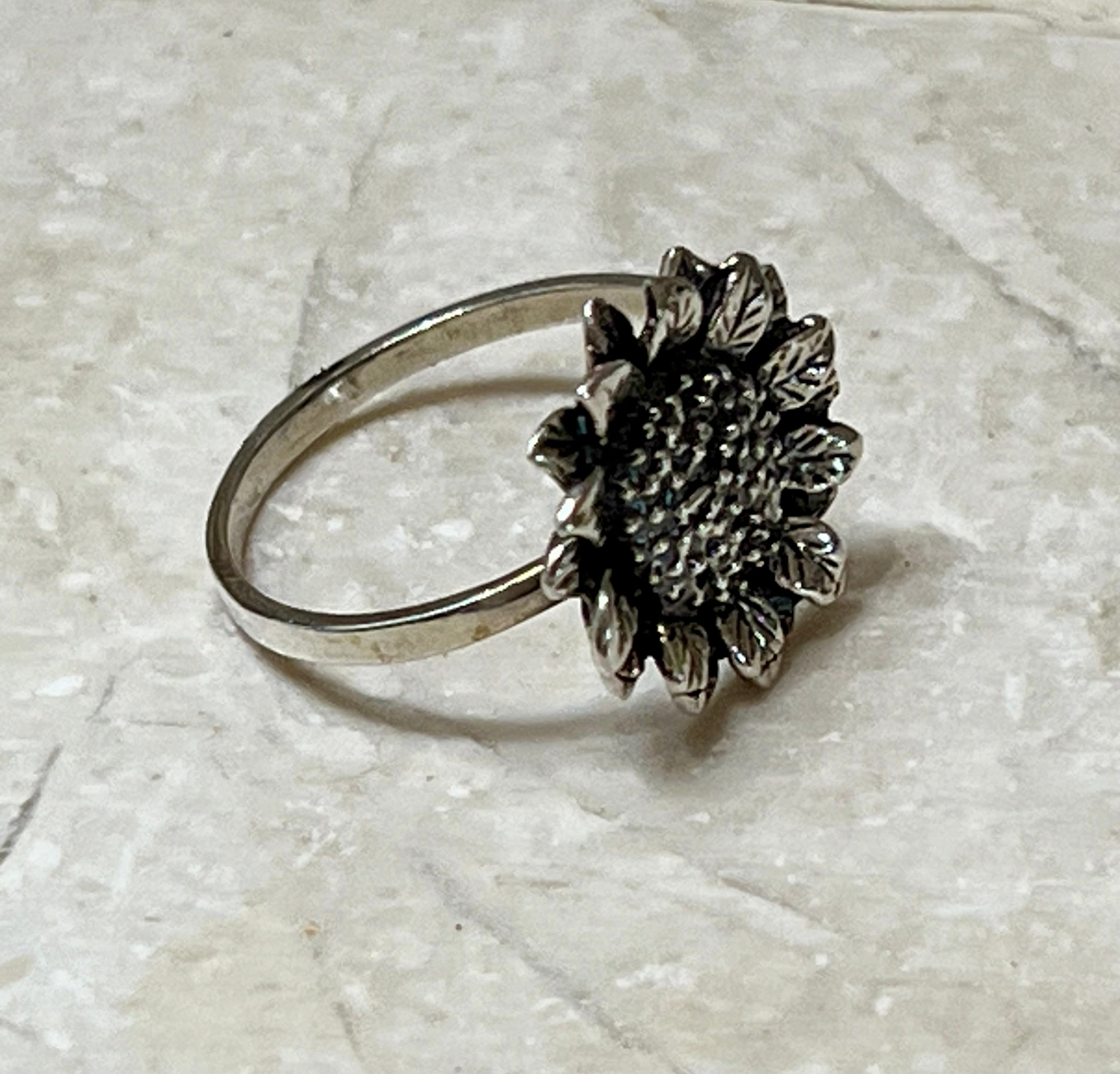 Sunflower Sterling Silver Ring