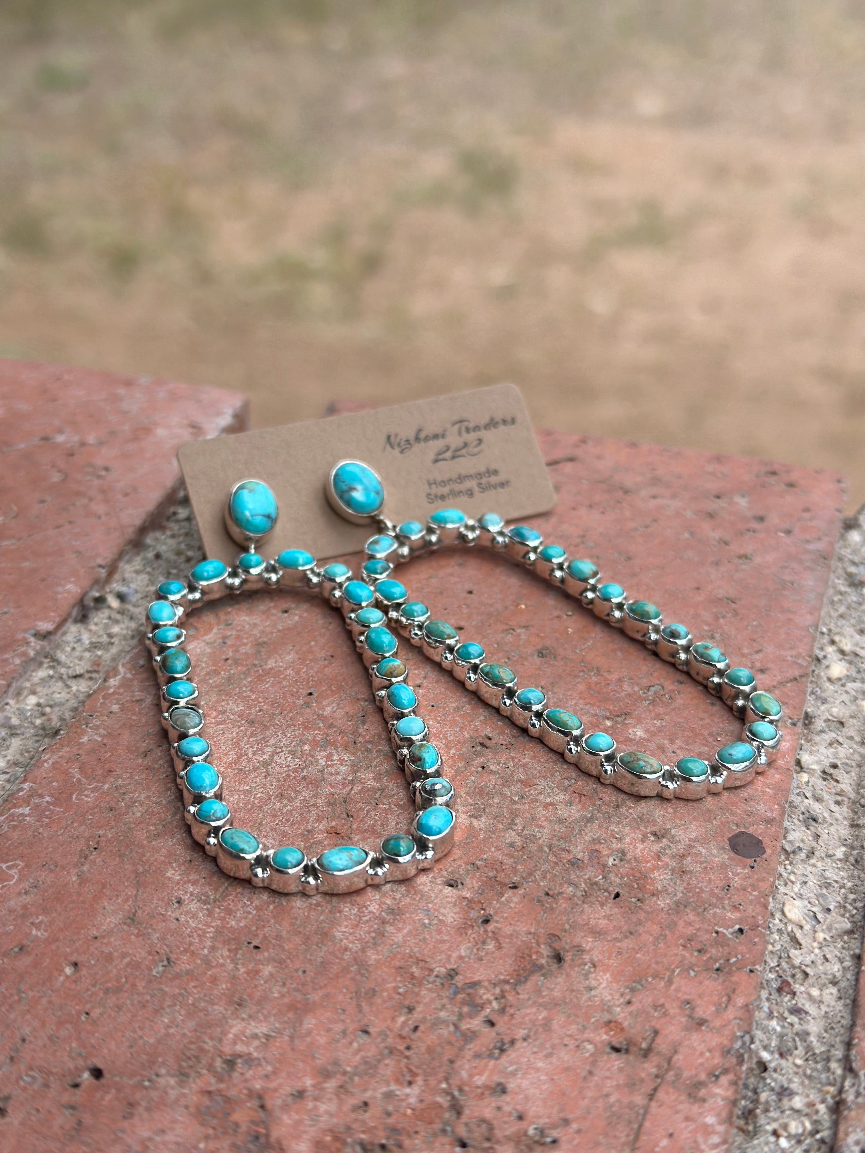 Tubac Royston Turquoise and Sterling Silver Statement Dangles