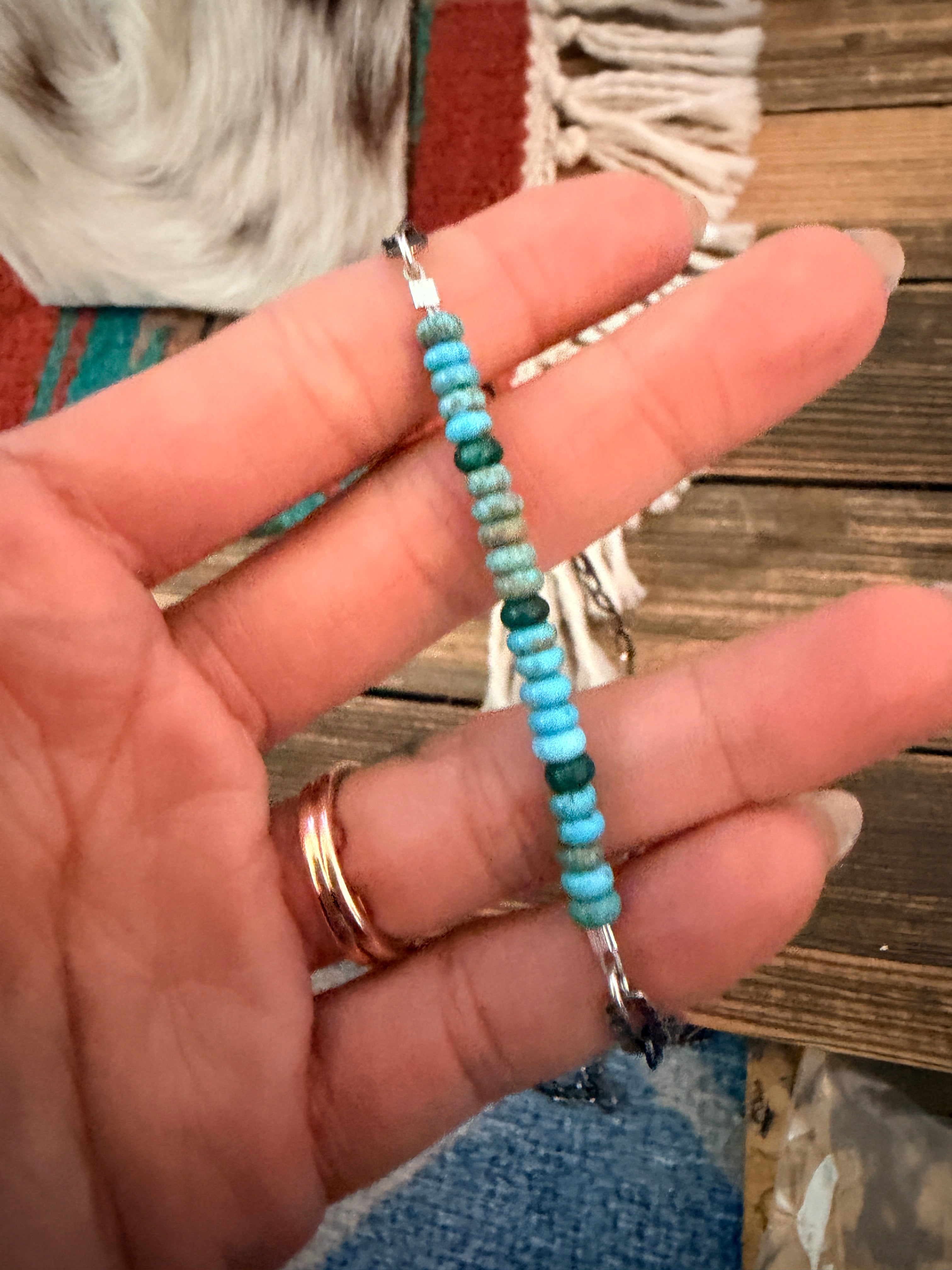 Handmade Sterling Silver & Turquoise Beaded Necklace