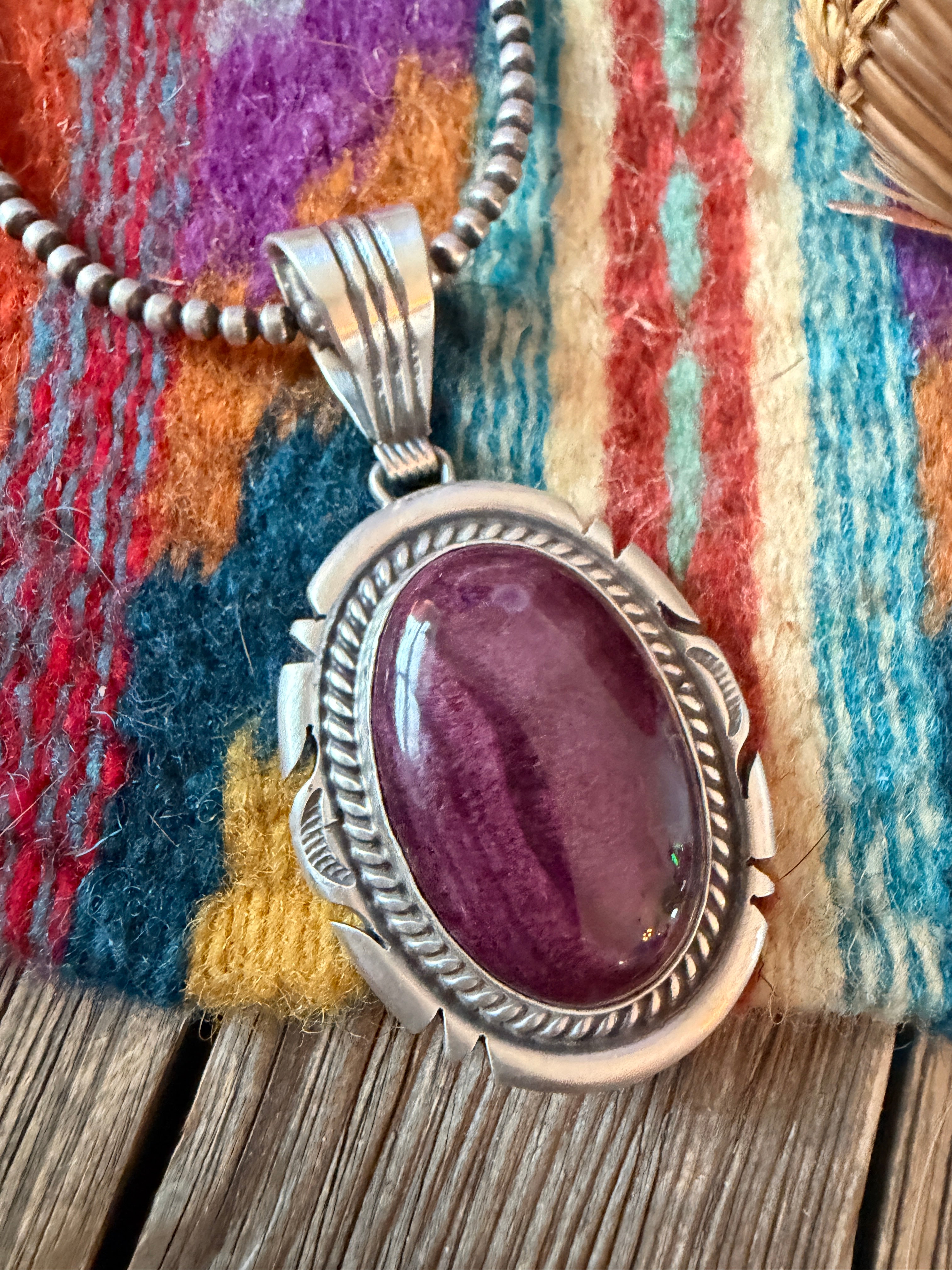 Handcrafted Sterling Silver & Spiny Oyster Pendant by Jon McCray