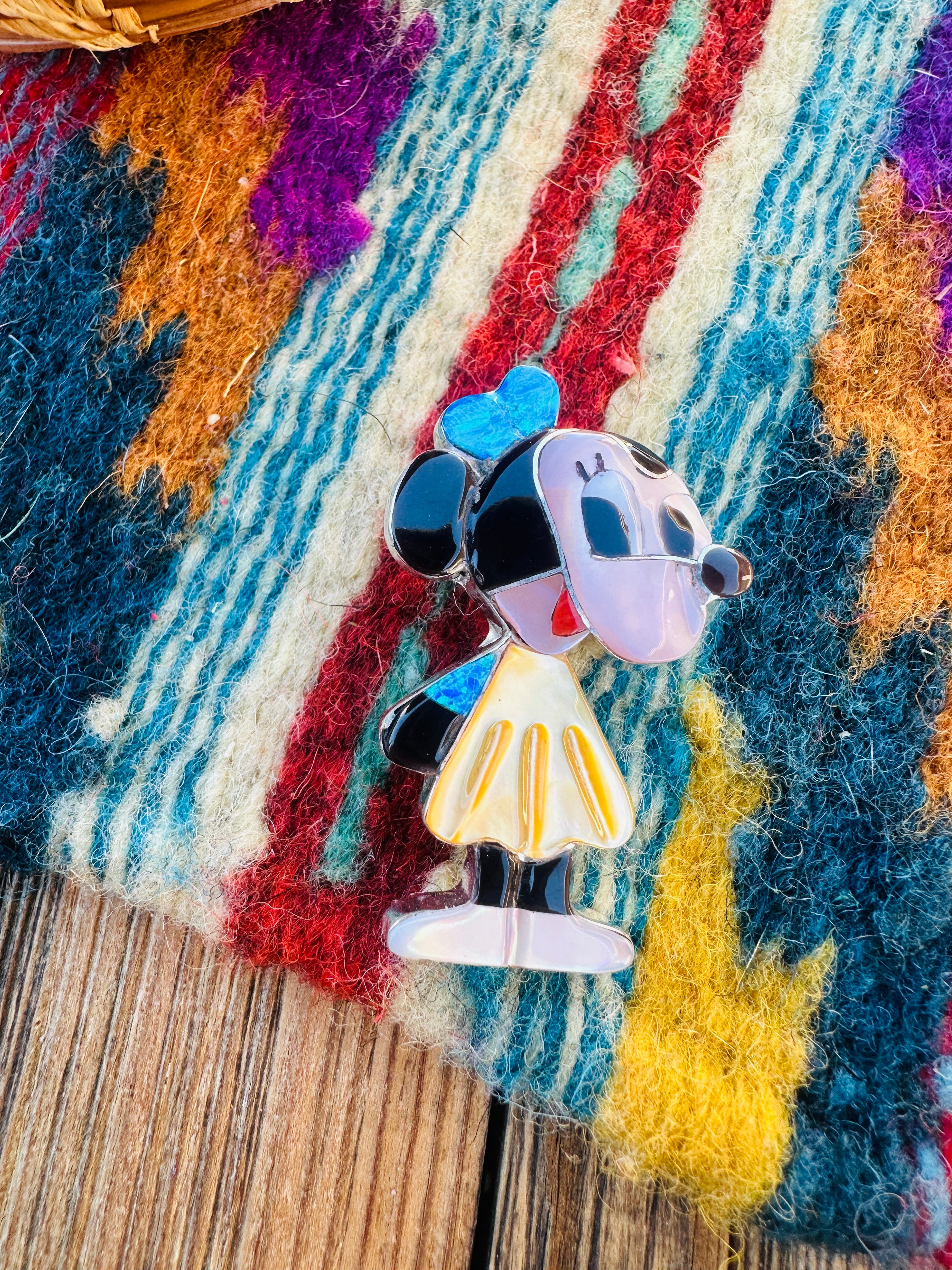 Handcrafted Sterling Silver and Multi Stone Character Brooch/ Pendant