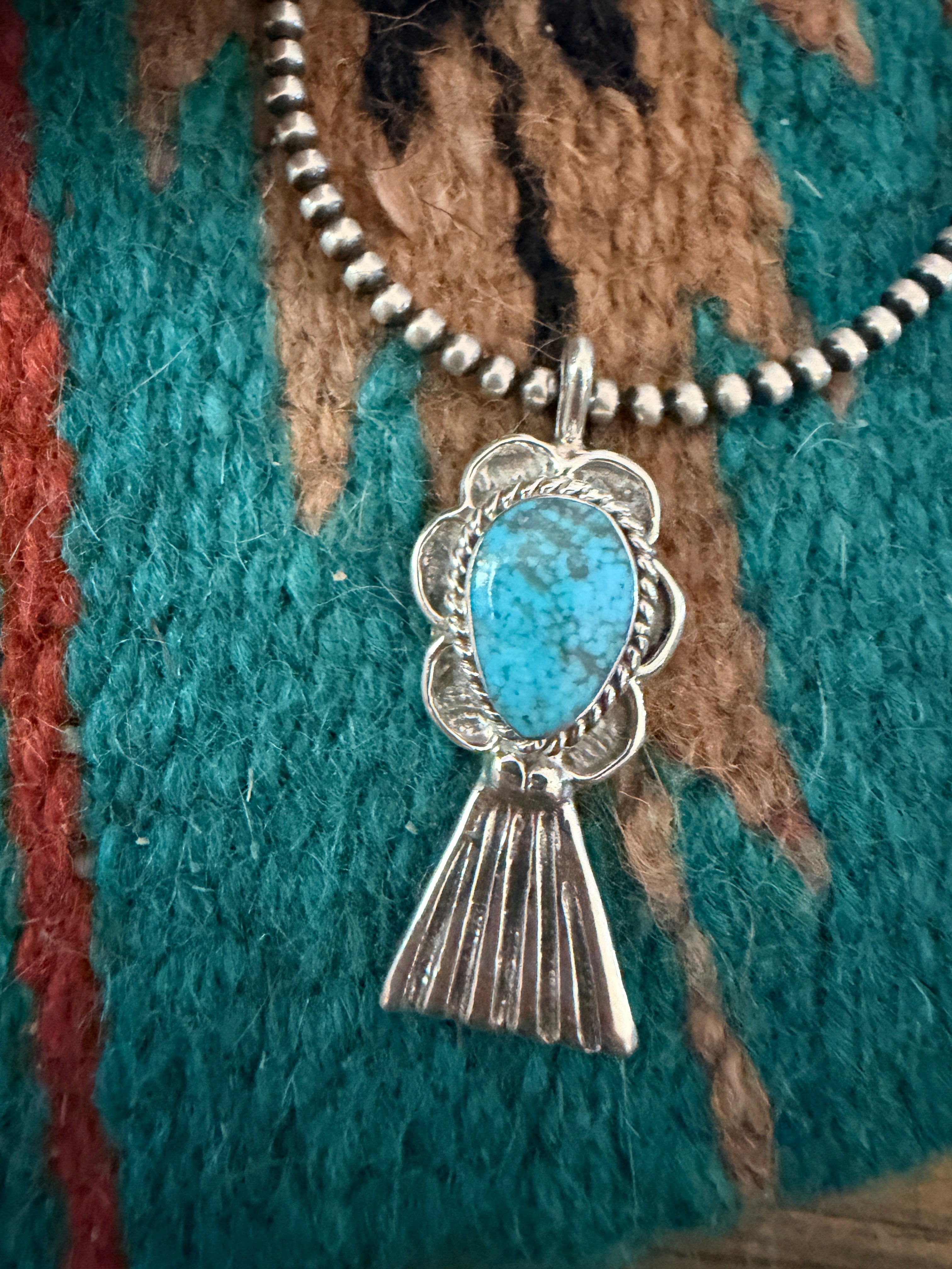Handcrafted Sterling Silver & Turquoise Blossom Pendant by Joseph Martinez