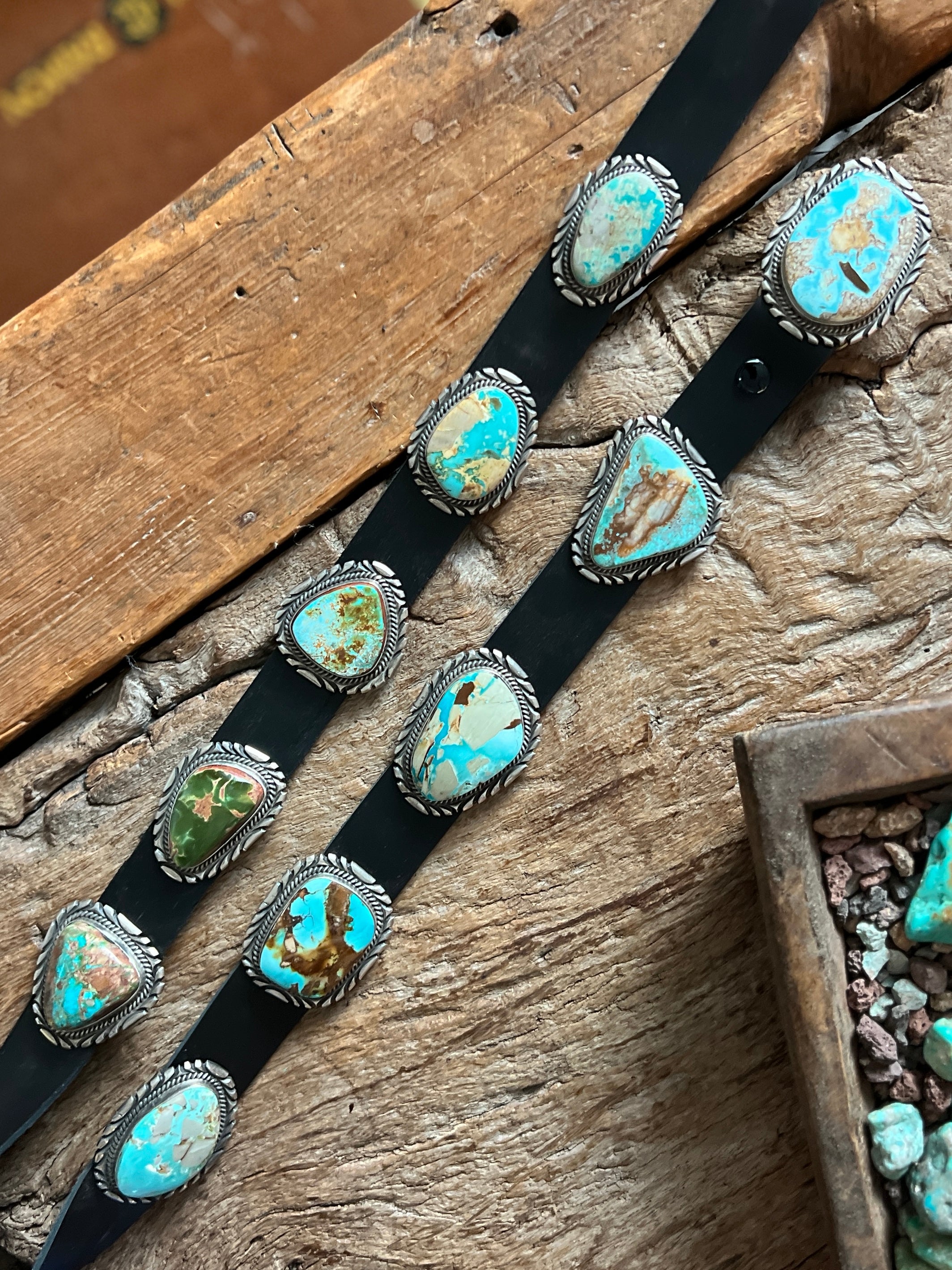 Stunning Handcrafted Sterling Silver and Royston Turquoise Concho Belts by Mary Ann Spencer: Six To Choose From!