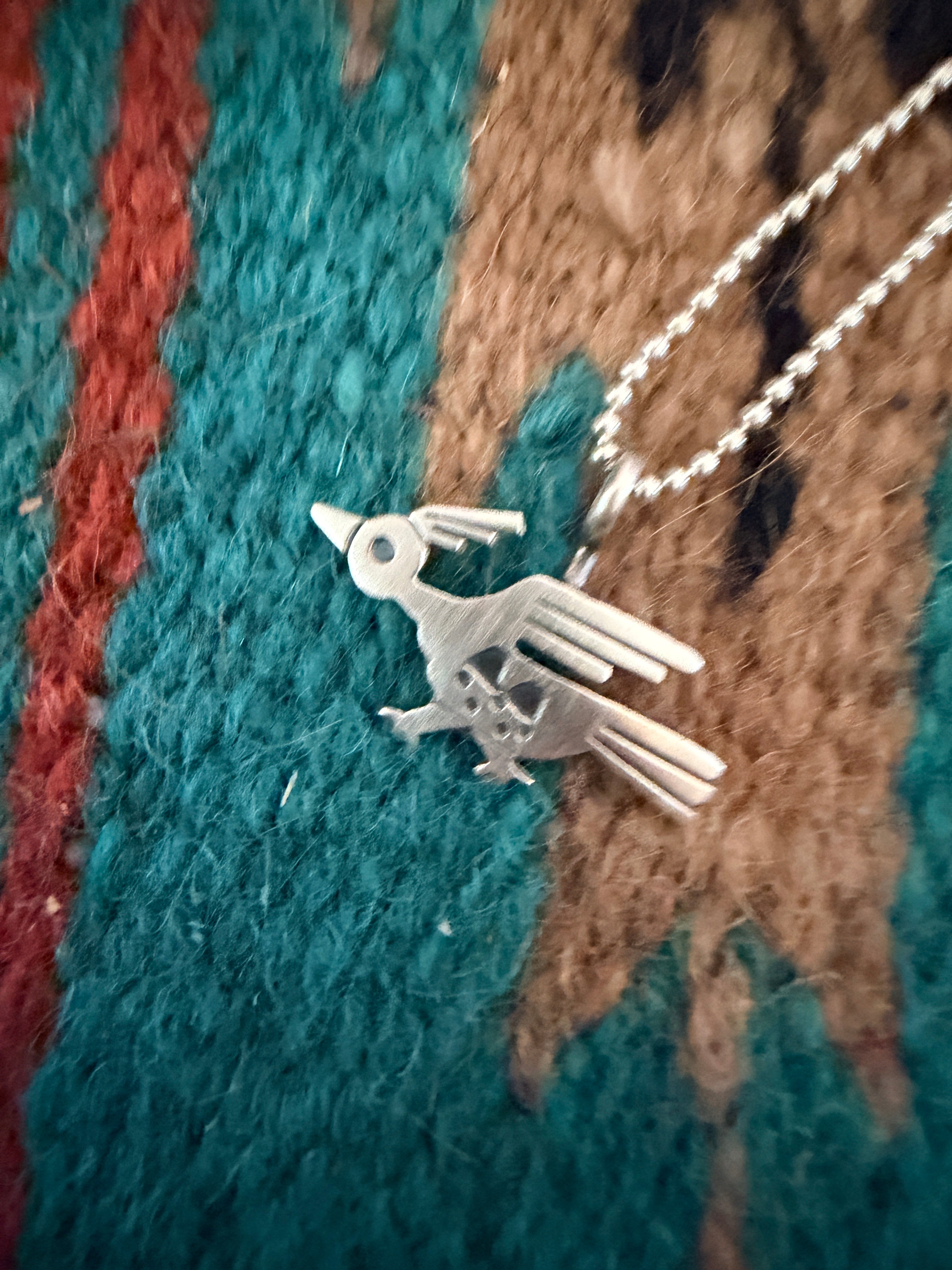 Handcrafted Sterling Silver Roadrunner Pendant