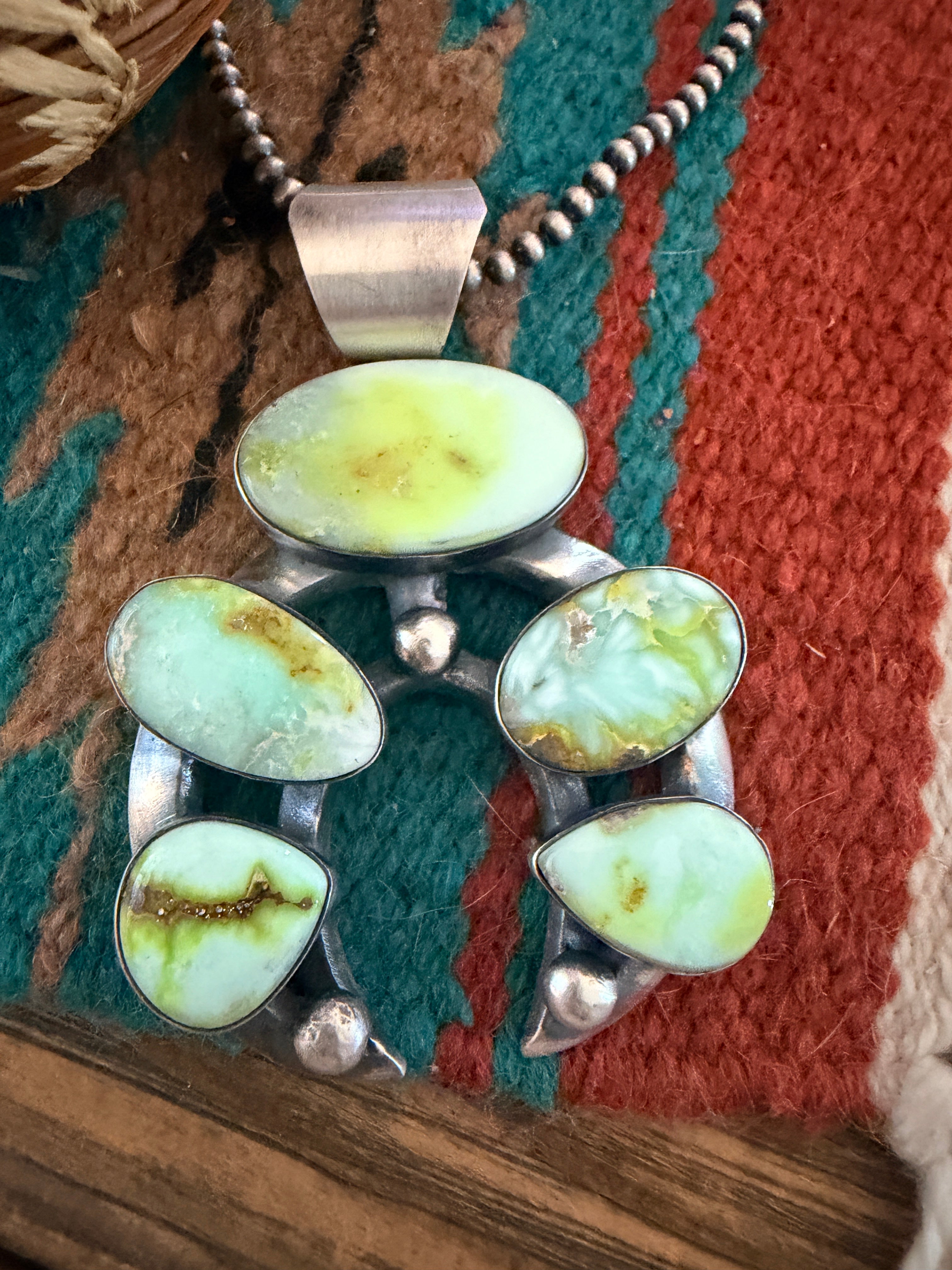 Handcrafted Sterling Silver & Palomino Turquoise Naja Pendant by Chimney Butte