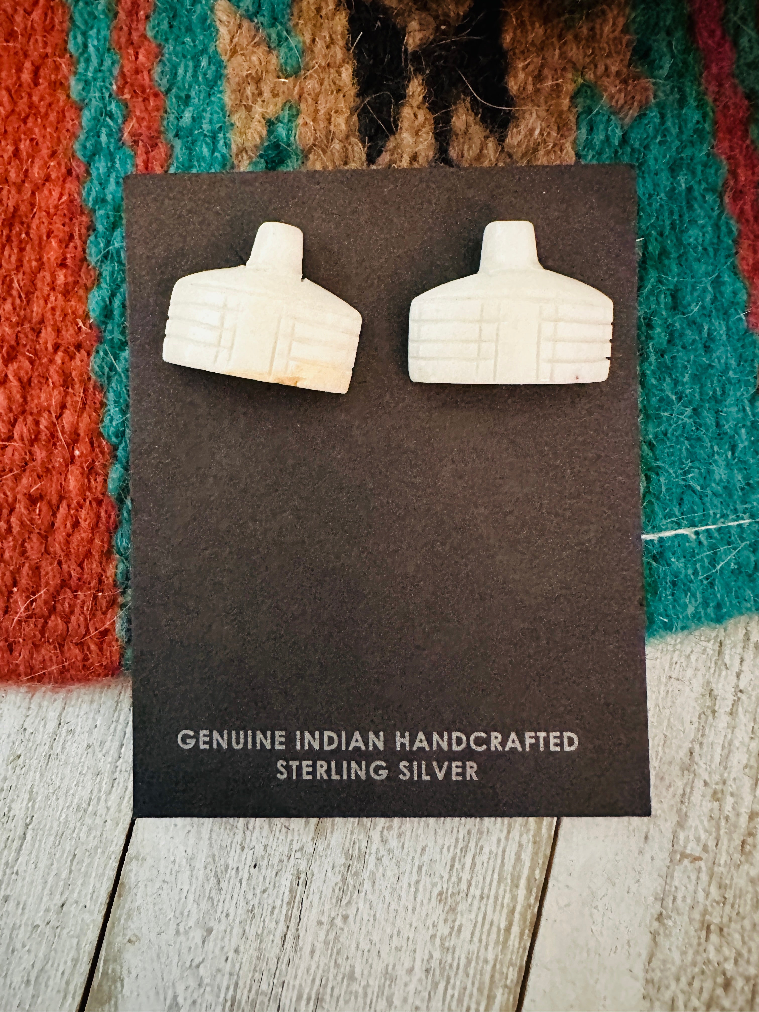 Navajo Hand Carved Hogan Stud Earrings